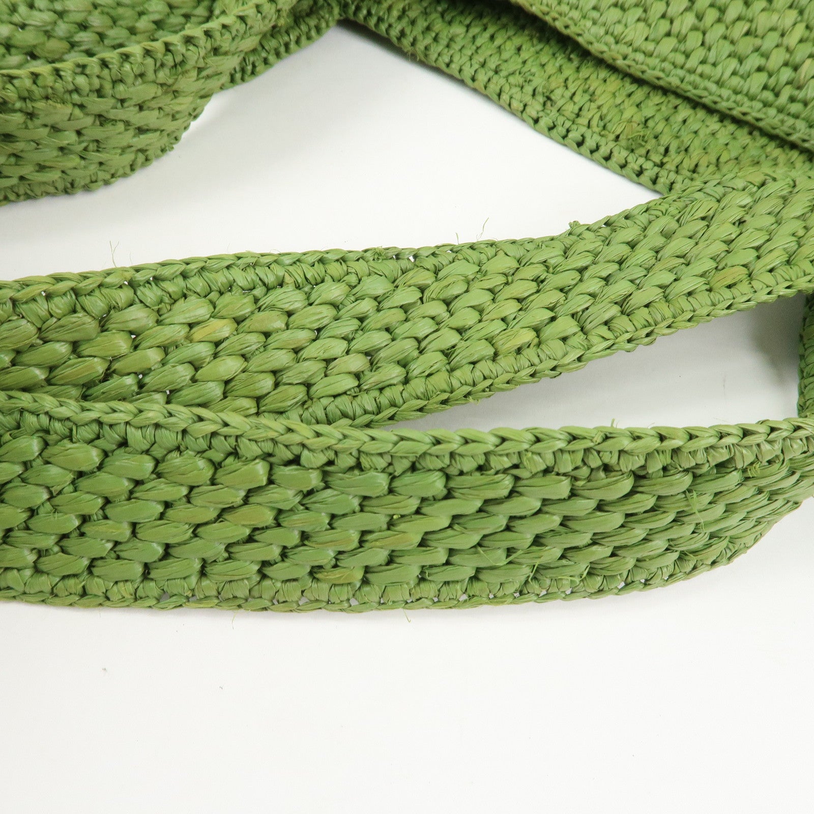 LOEWE Leather Raffia Logo 2Way Tote Bag Shoulder Bag Green Used
