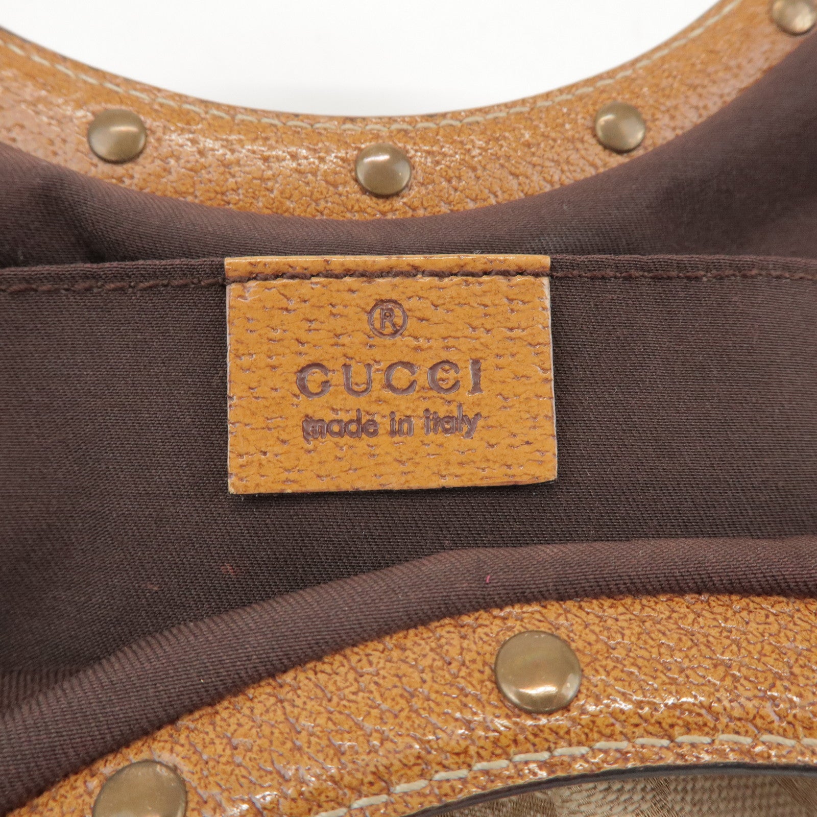 GUCCI Bamboo GG Canvas Leather Hand Bag Beige 124297