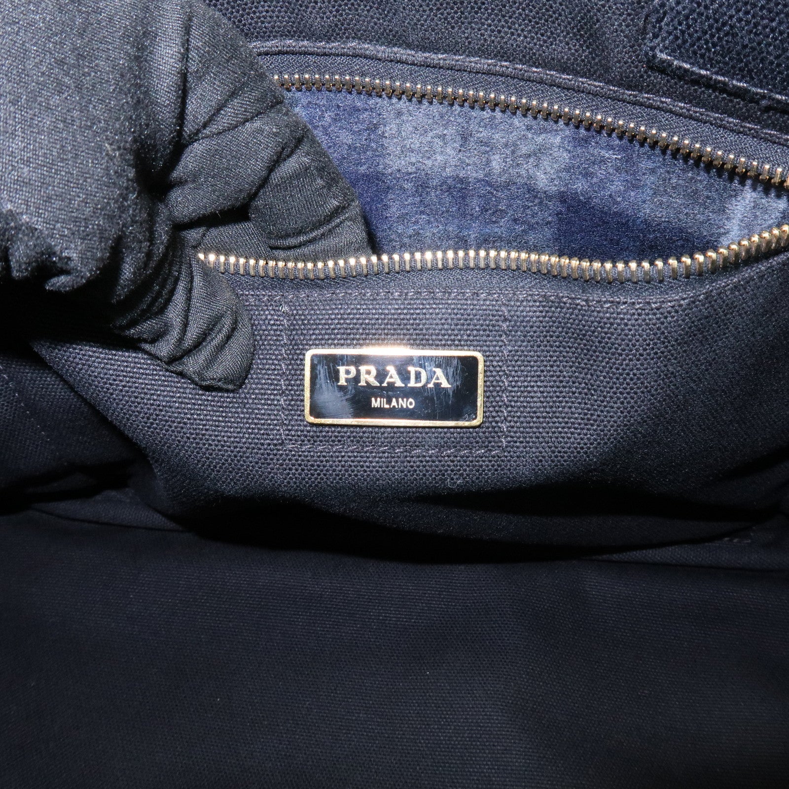 PRADA Triangle Logo Canapa Tote Bag Hand Bag Brown Khaki BN2020