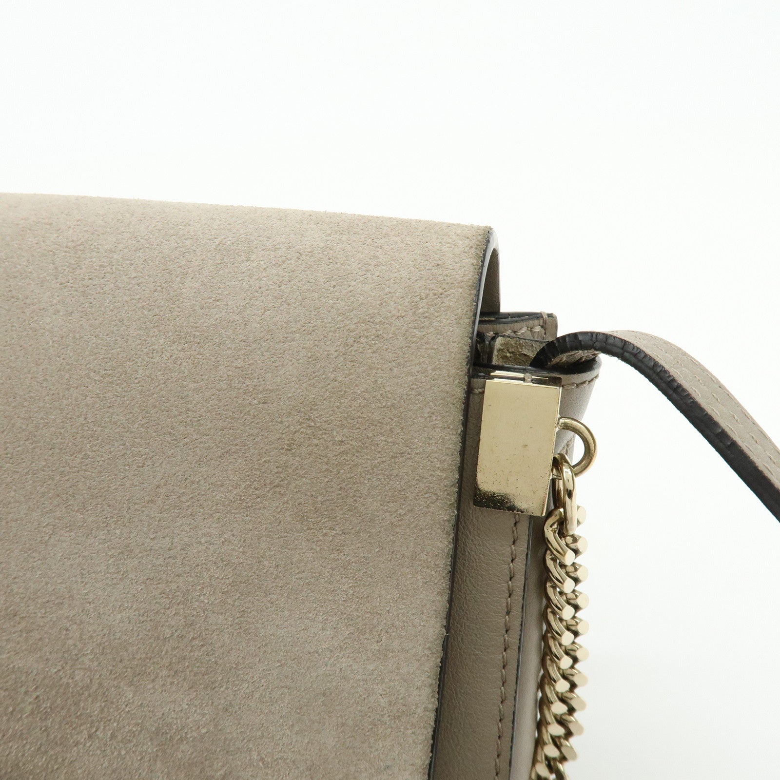Chloe Faye Suede Leather Shoulder Bag Crossbody Bag Greige