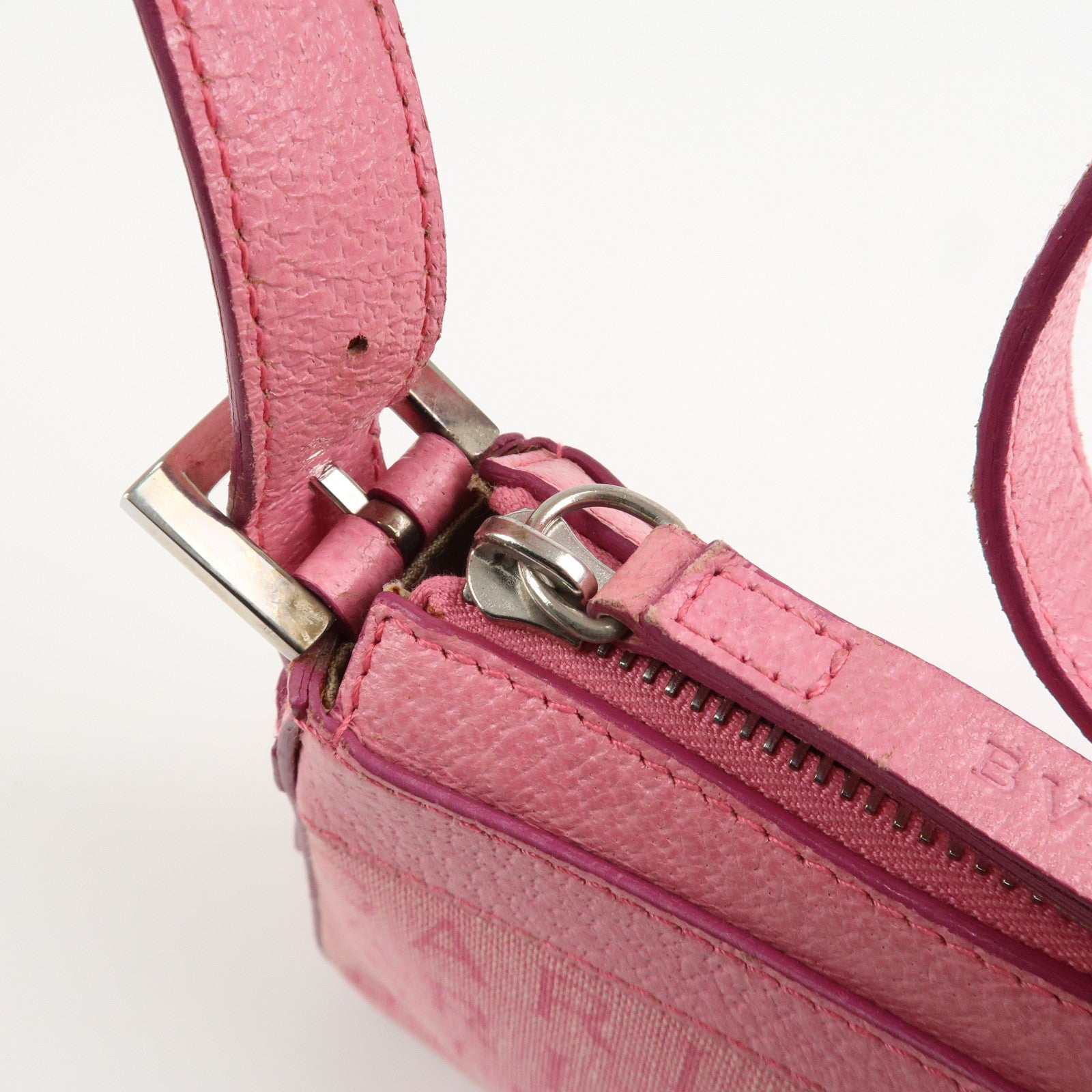 BVLGARI Logo Mania Leather Canvas Shoulder Bag Pink