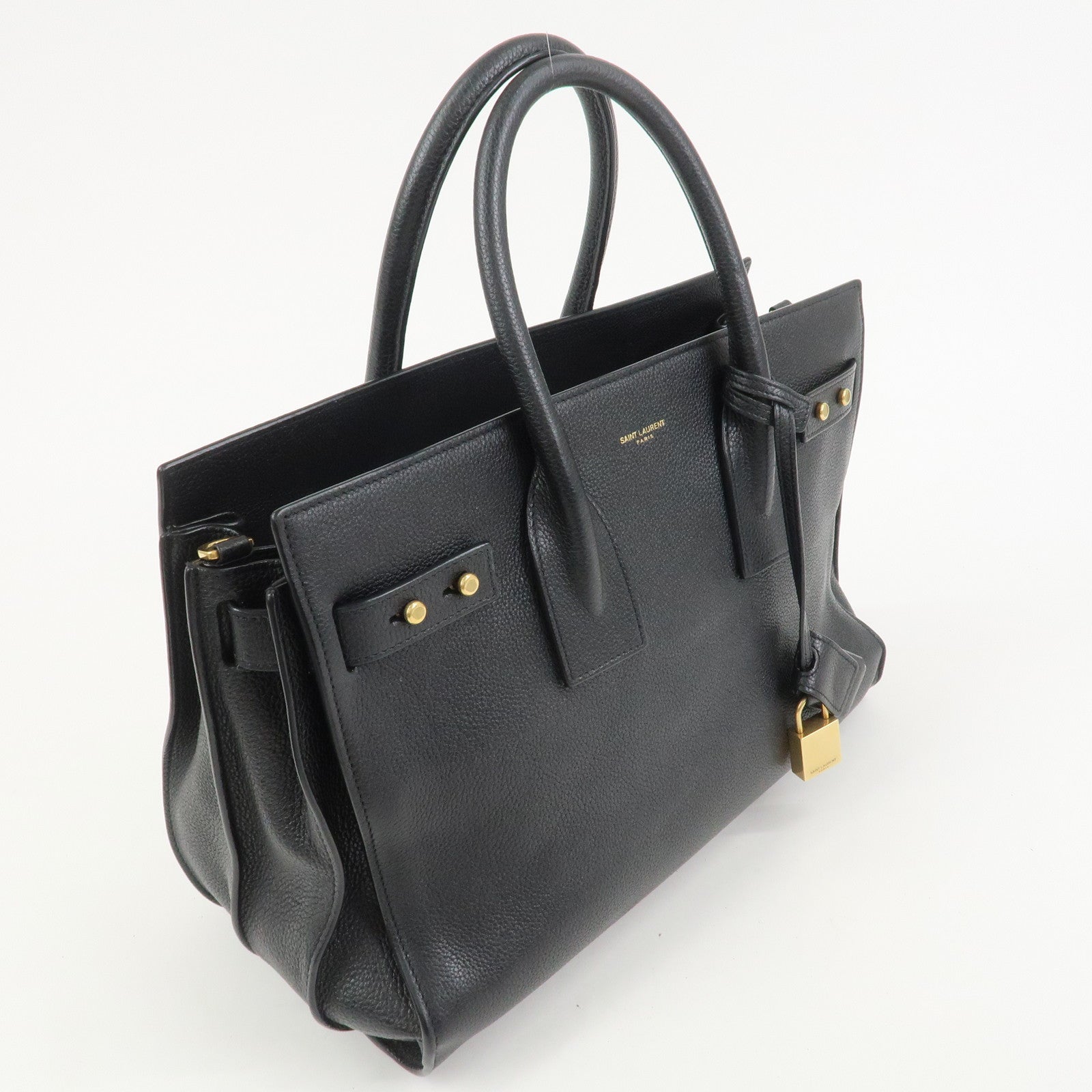 SAINT LAURENT PARIS Grain Calf Leather 2Way Bag Black 717447