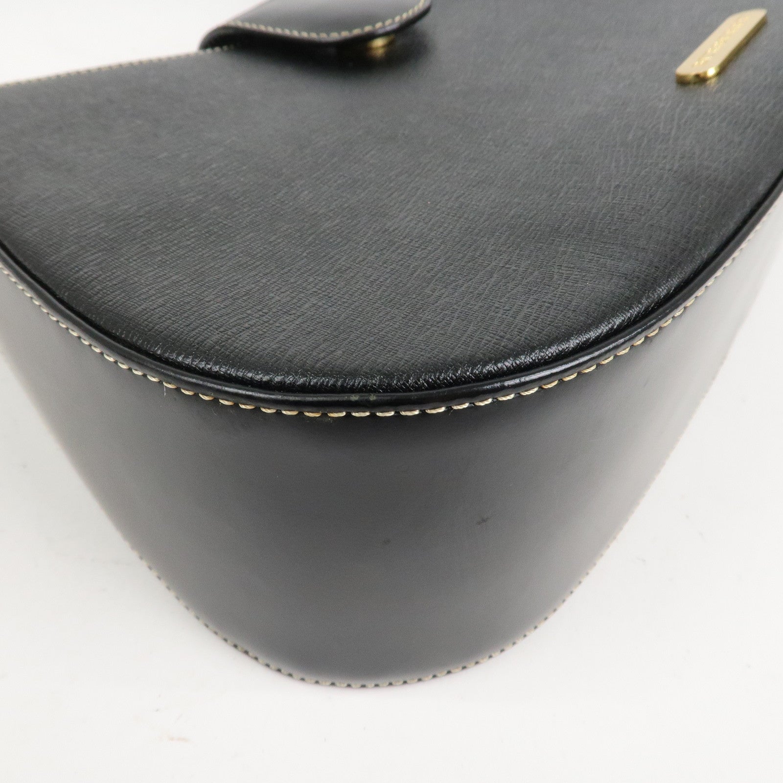 BURBERRY Leather Shoulder Bag Hand Bag Black Gold HDW