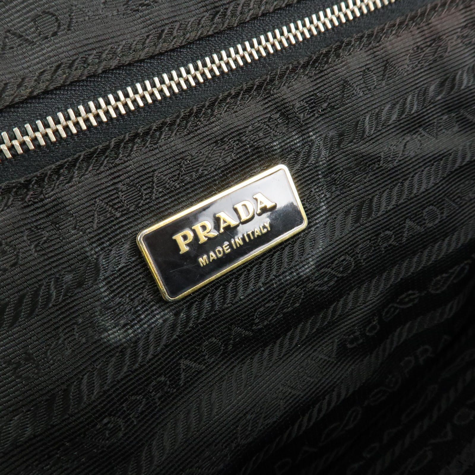 PRADA Triangle Logo Nylon Leather Hand Bag Tote Shoulder Bag Black