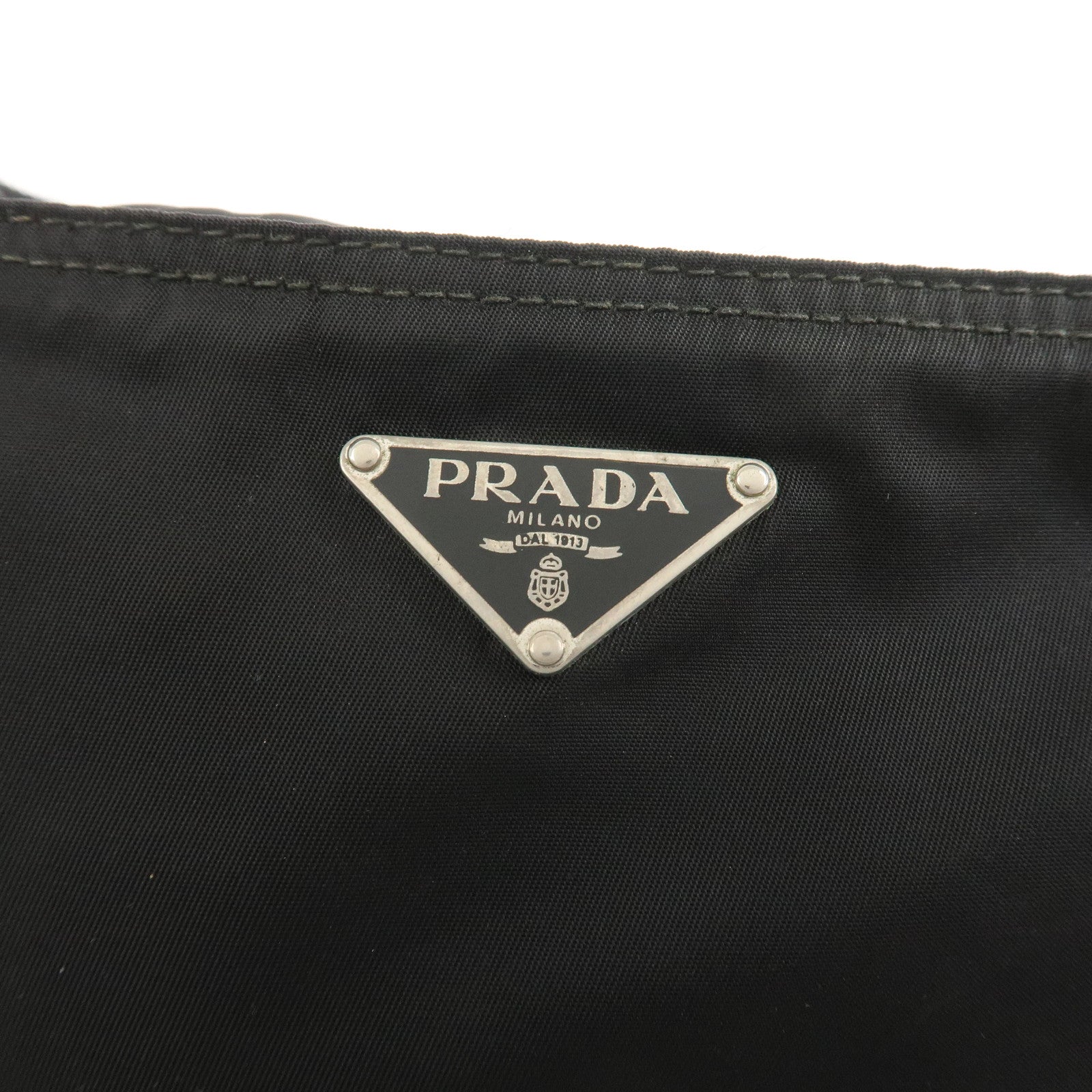 PRADA Triangle Logo Nylon Leather Shoulder Bag Crossbody Bag black
