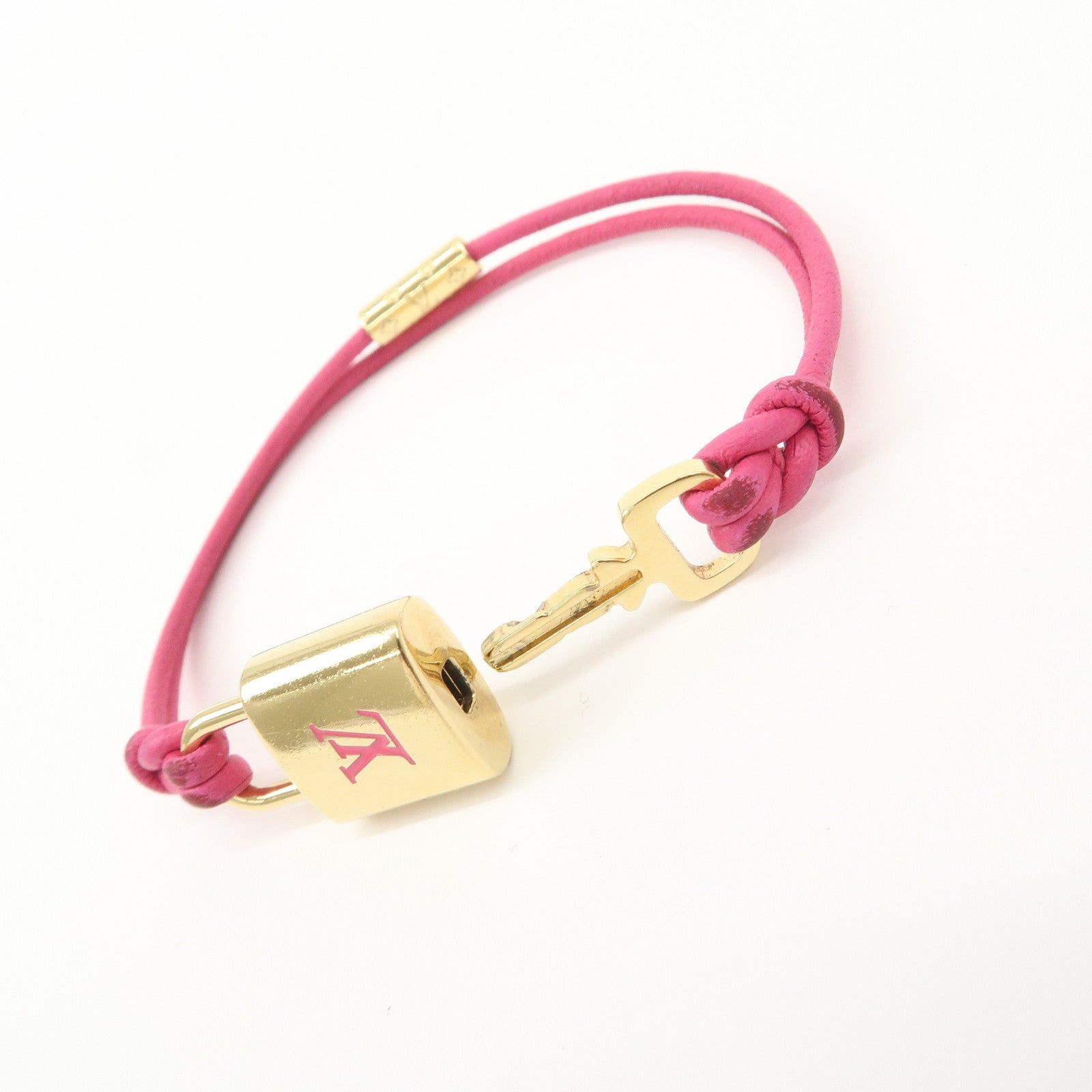 Louis Vuitton Monogram Padlock Bracelet Viole Fuchsia Gold HDW M8521F Used
