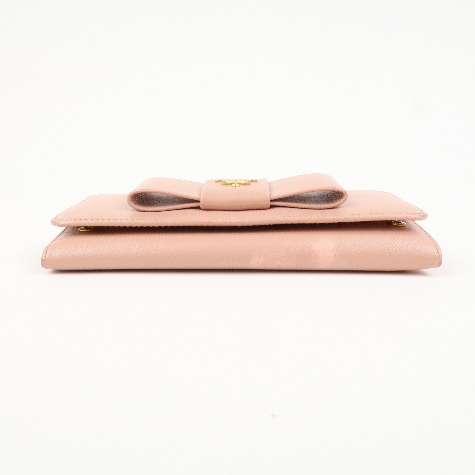 PRADA Logo Saffiano Leather Ribbon Long Wallet Pink 1M1132