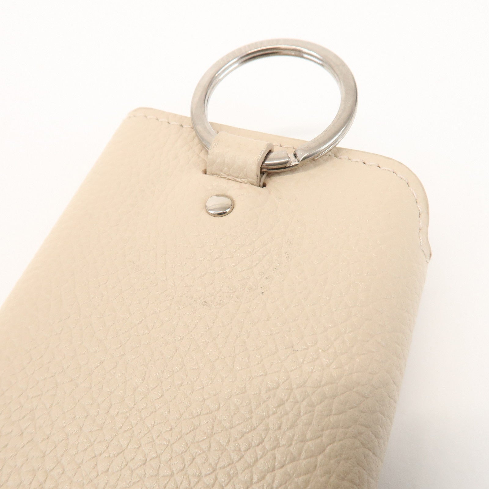 BALENCIAGA CASH Leather 6 Rings Key Case Key Holder Beige