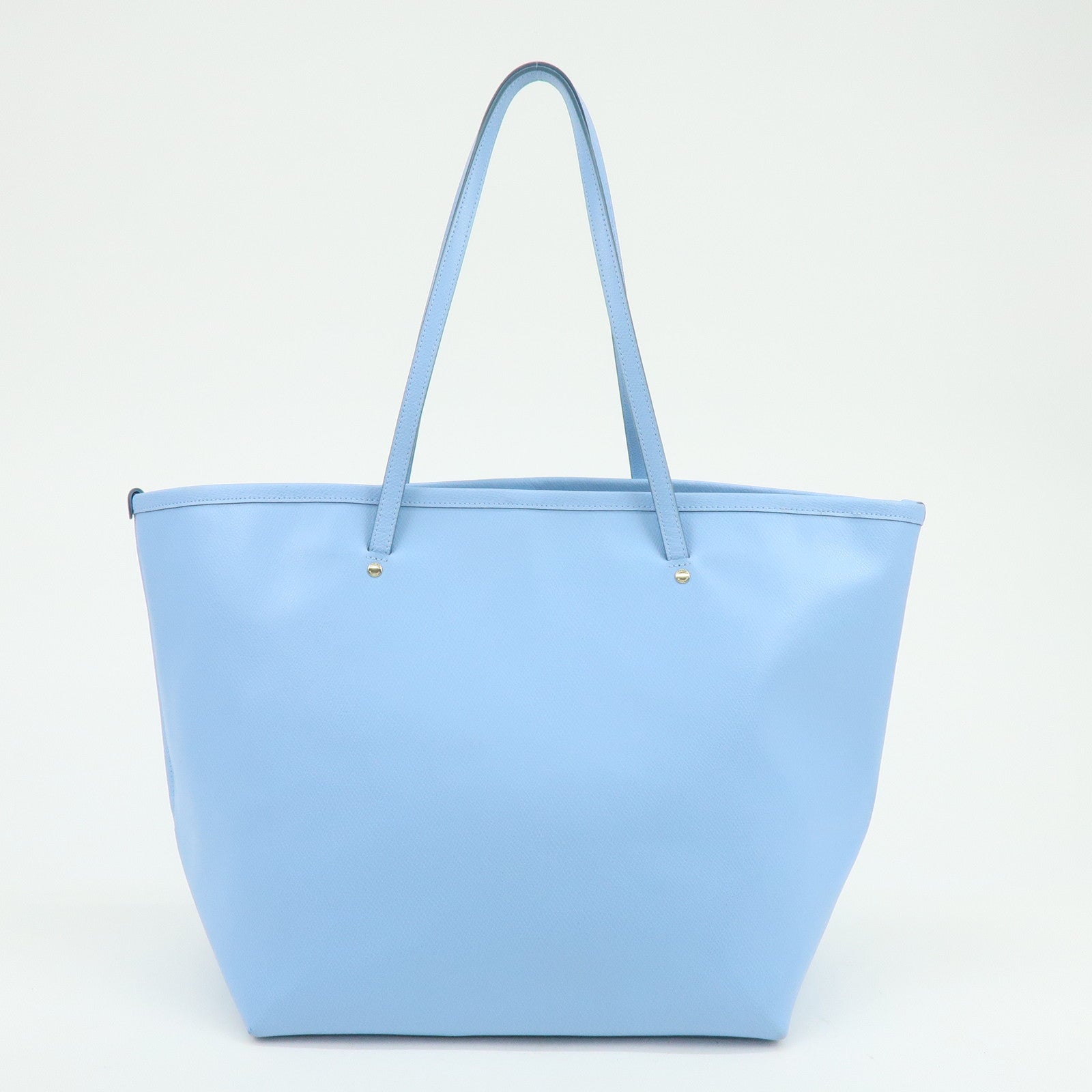 COACH Leather Tote Bag Shoulder Bag Light Blue
