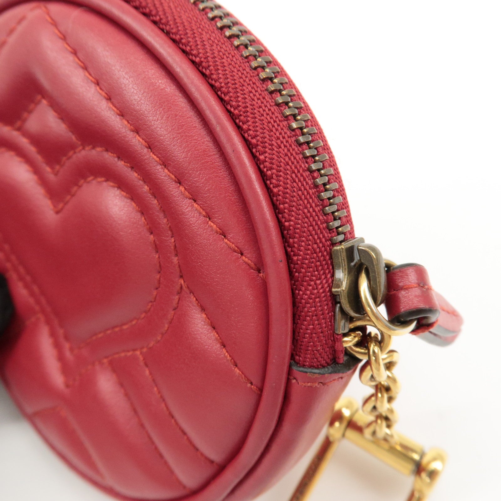 GUCCI GG Marmont Leather Round Coin Case Red 575160 Used