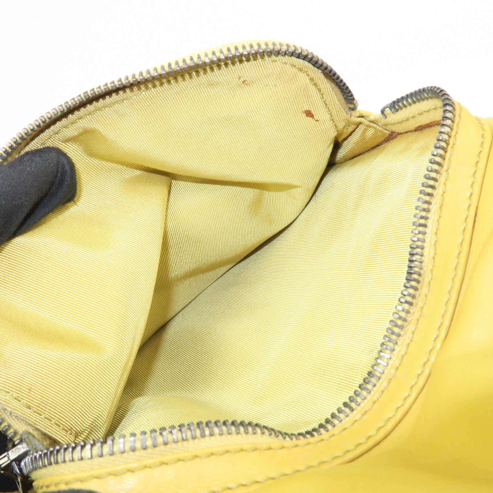 CHANEL COCO Mark Lamb Skin Back Pack Ruck Suck Yellow
