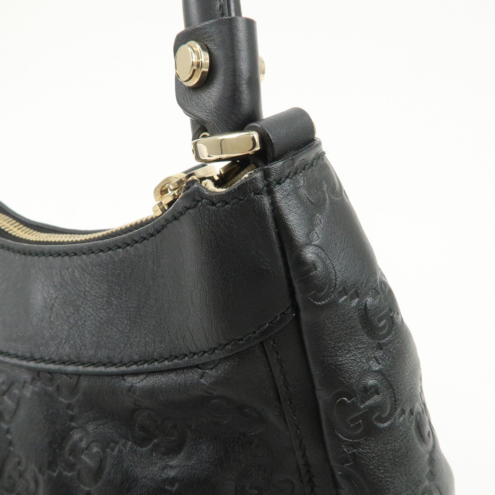 GUCCI Abbey Guccissima Leather Shoulder Bag Hand Bag Black 190525