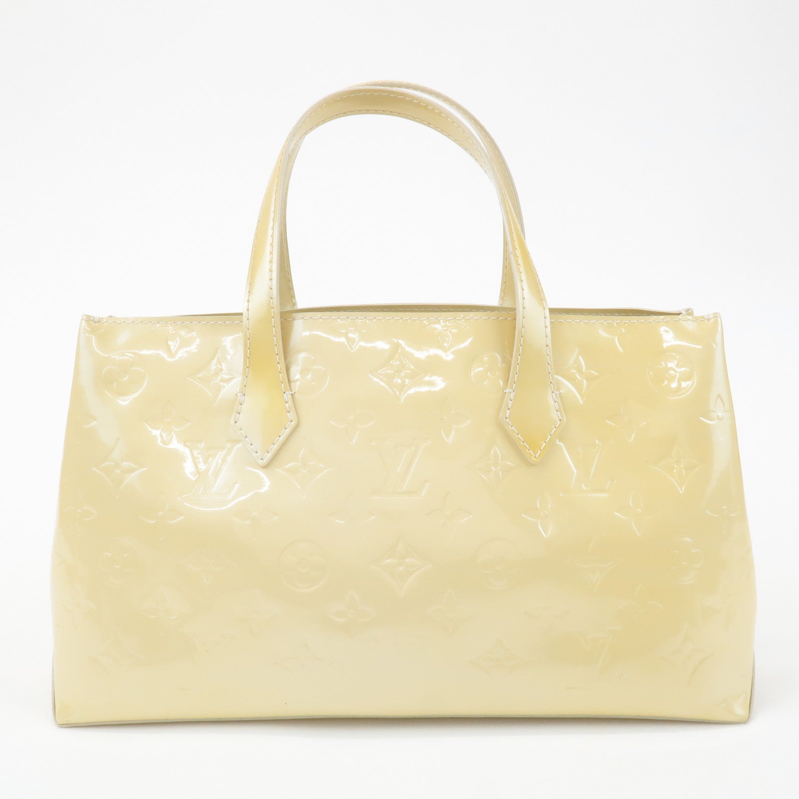 Louis Vuitton Monogram Vernis Wilshire PM Hand Bag Blanc Corail M91452 Used
