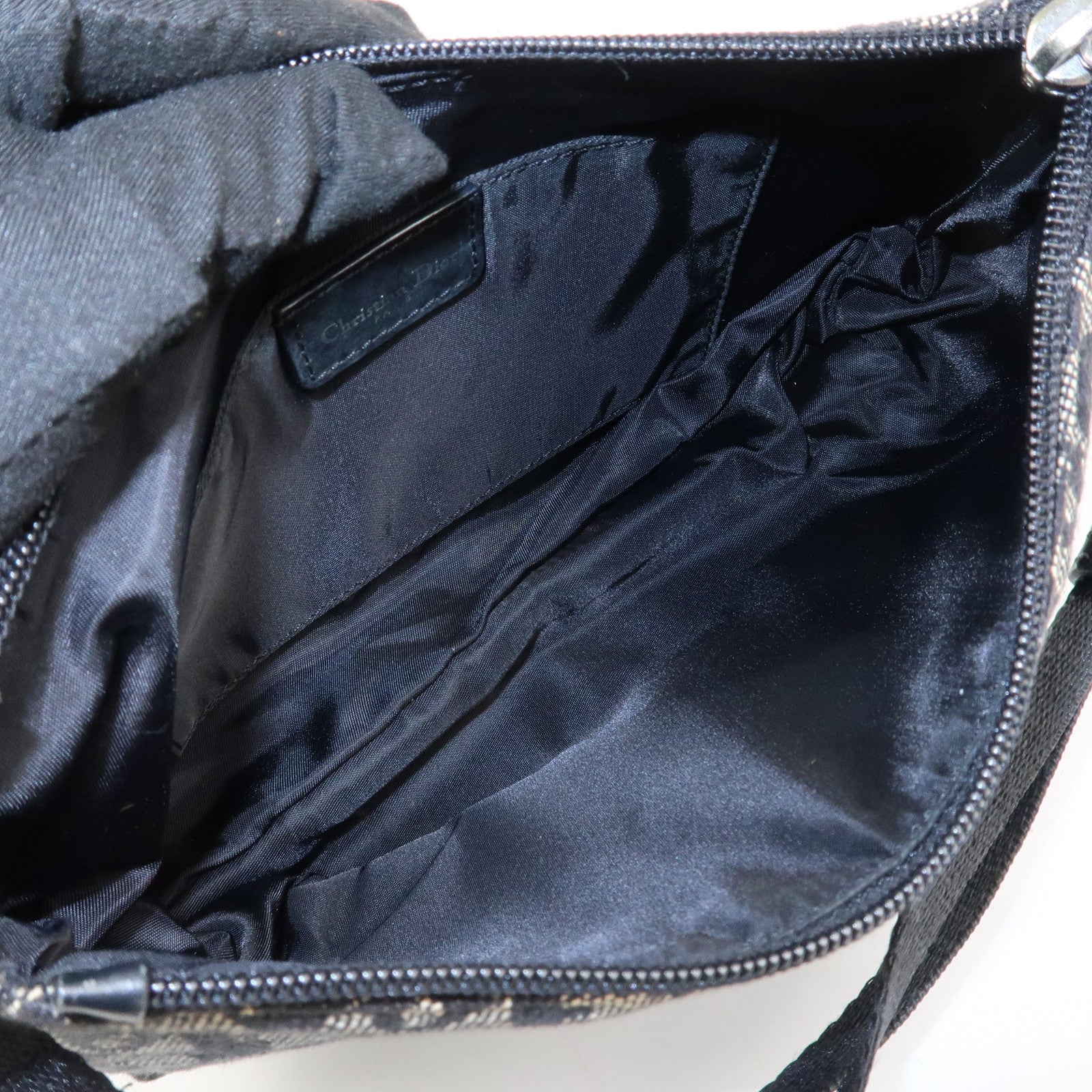 Christian Dior Trotter Canvas Leather Shoulder Bag Hand Bag Black Used