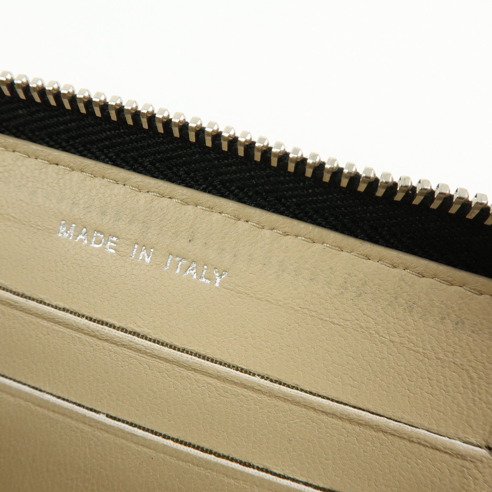 CHANEL COCO Mark Lamb Skin Round Zippy Compact Wallet Black Beige