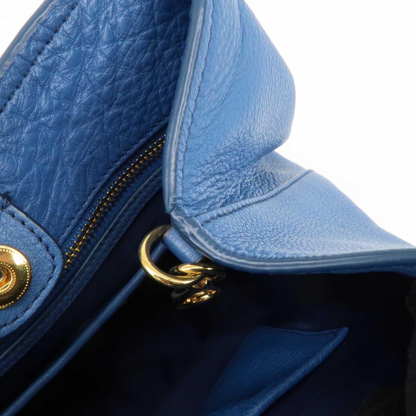 MIU MIU Madras Leather 2Way Shoulder Bag Hand Bag Blue RN0886