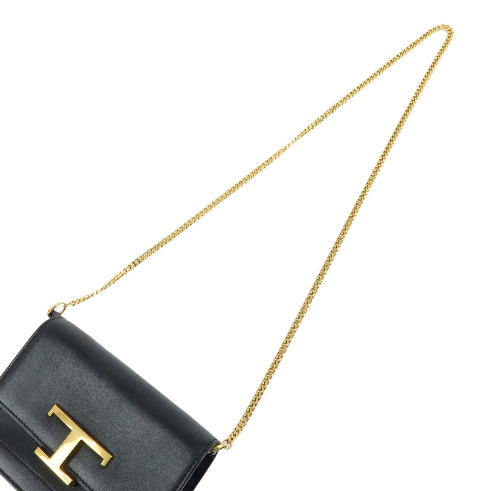 TOD'S T Timeless Leather 3Way Bag Shoulder Bag Hand Bag Black