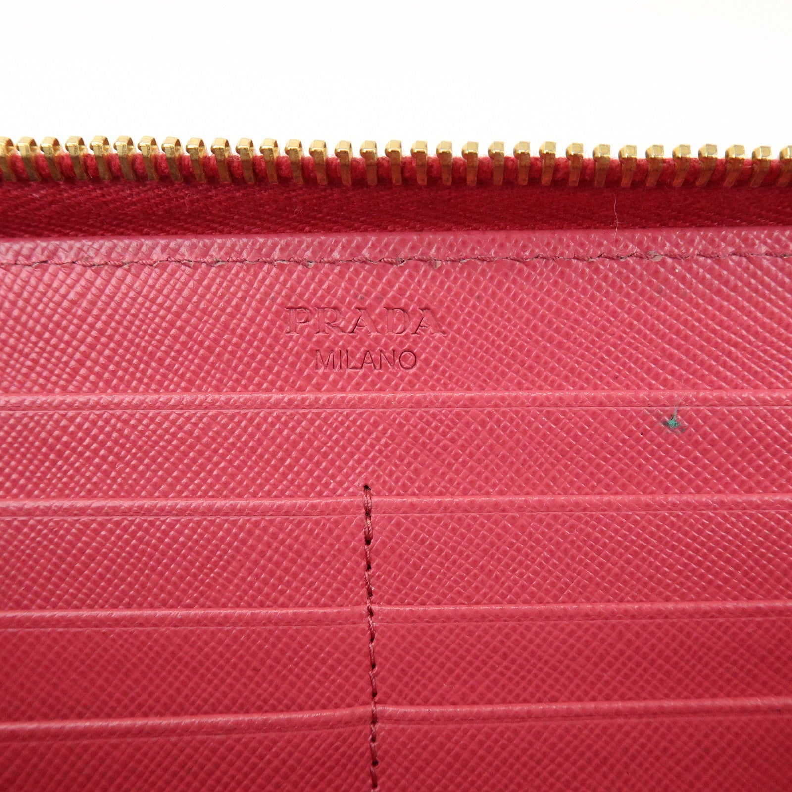 PRADA Saffiano Leather Round Zippy Wallet Pink Pink 1M0506