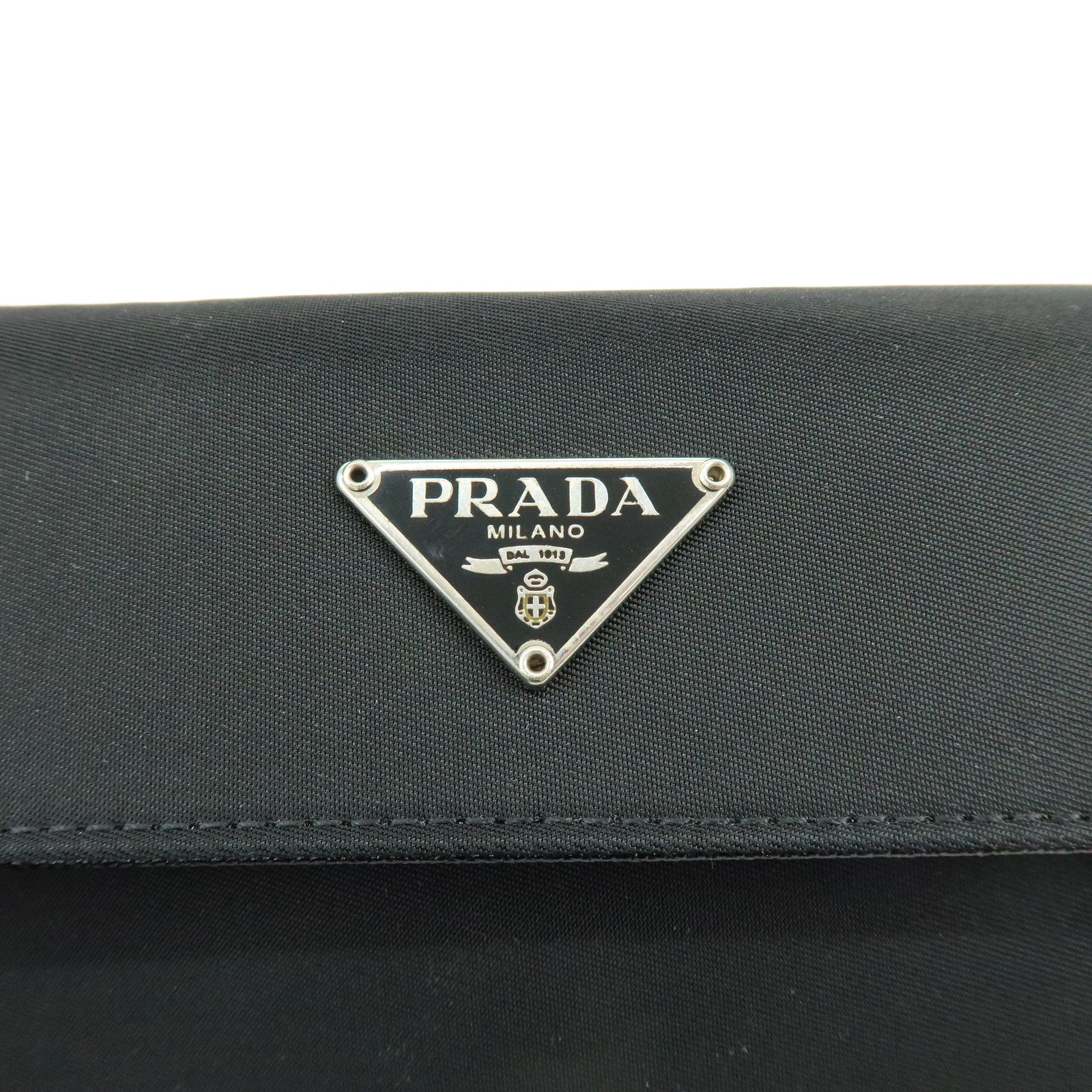 PRADA Triangle Logo Nylon Saffiano Leather Tri-fold Wallet M510