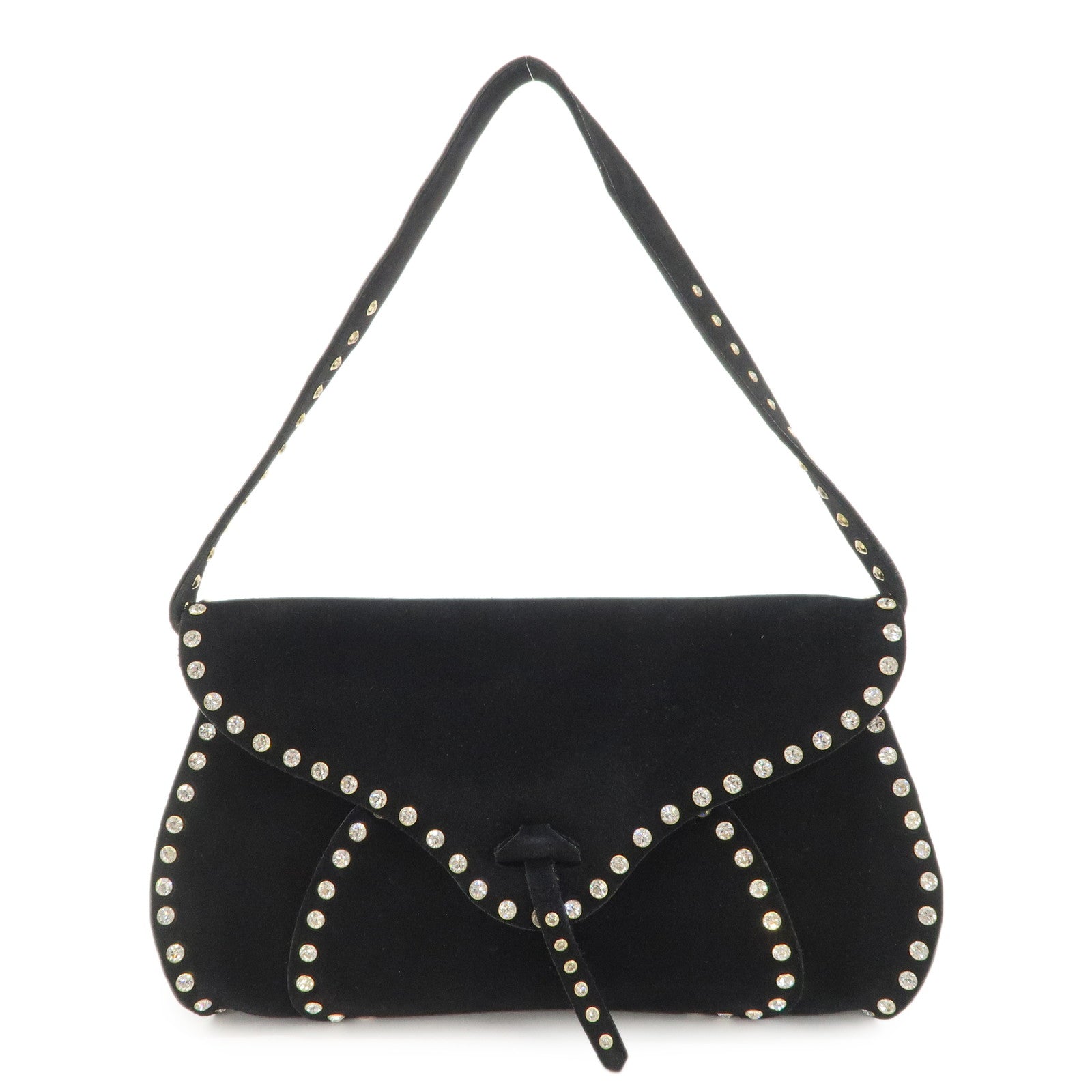 CELINE Paulbot Suede Shoulder Bag Hand Bag Black Used