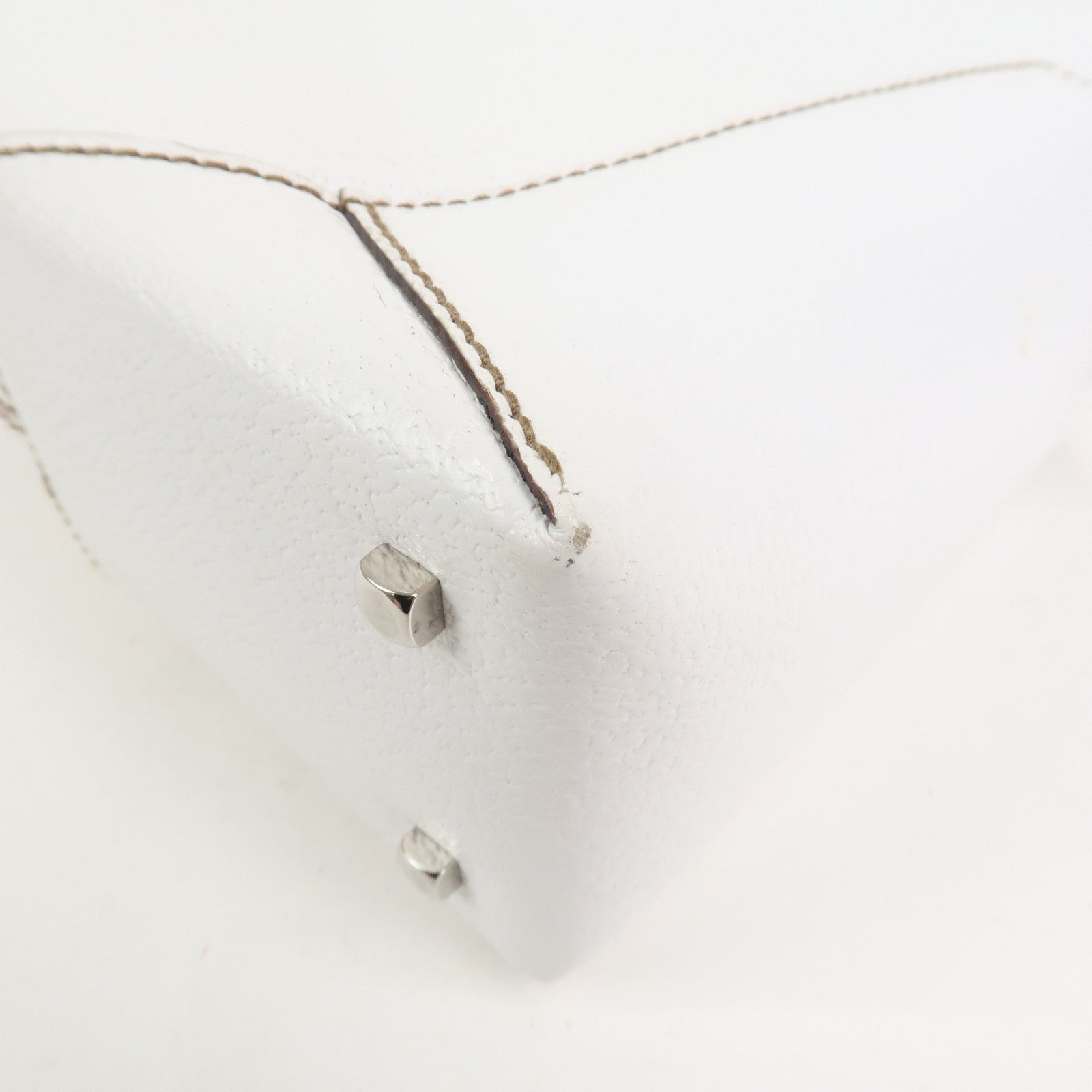 Ferragamo Logo Leather Shoulder Bag Hand Bag White