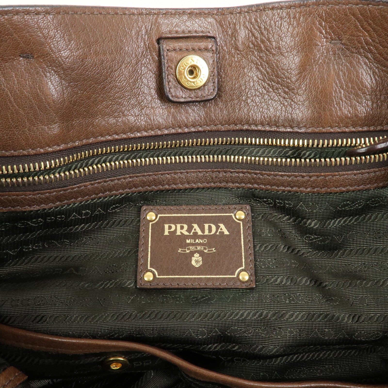 PRADA Leather 2Way Bag Hand Bag Shoulder Bag Crosbody Bag Brown