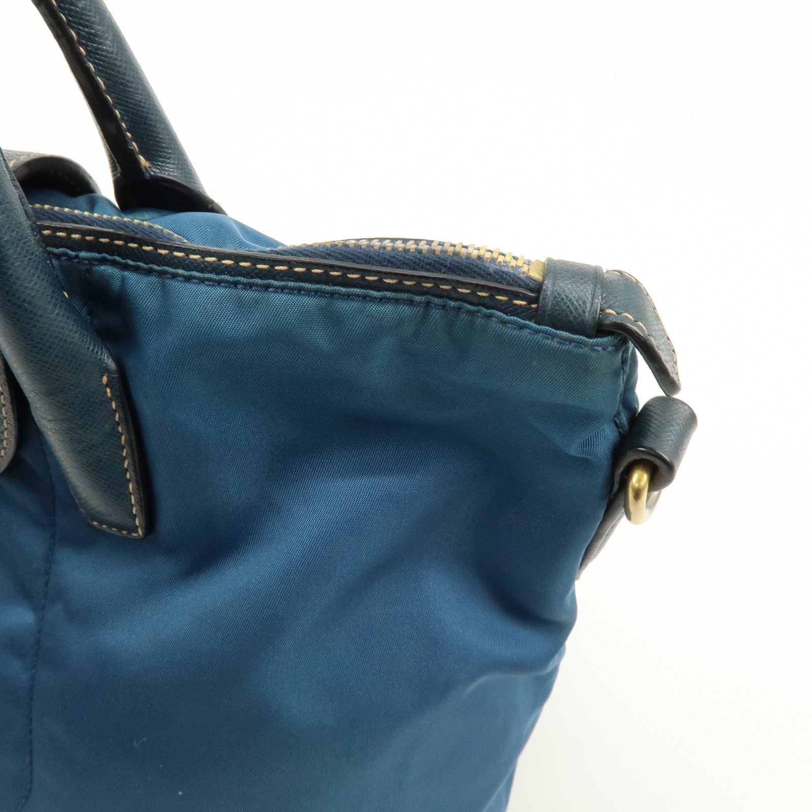 PRADA Triangle Logo 2Way Bag Hand Bag Shoulder Bag Blue BN2541