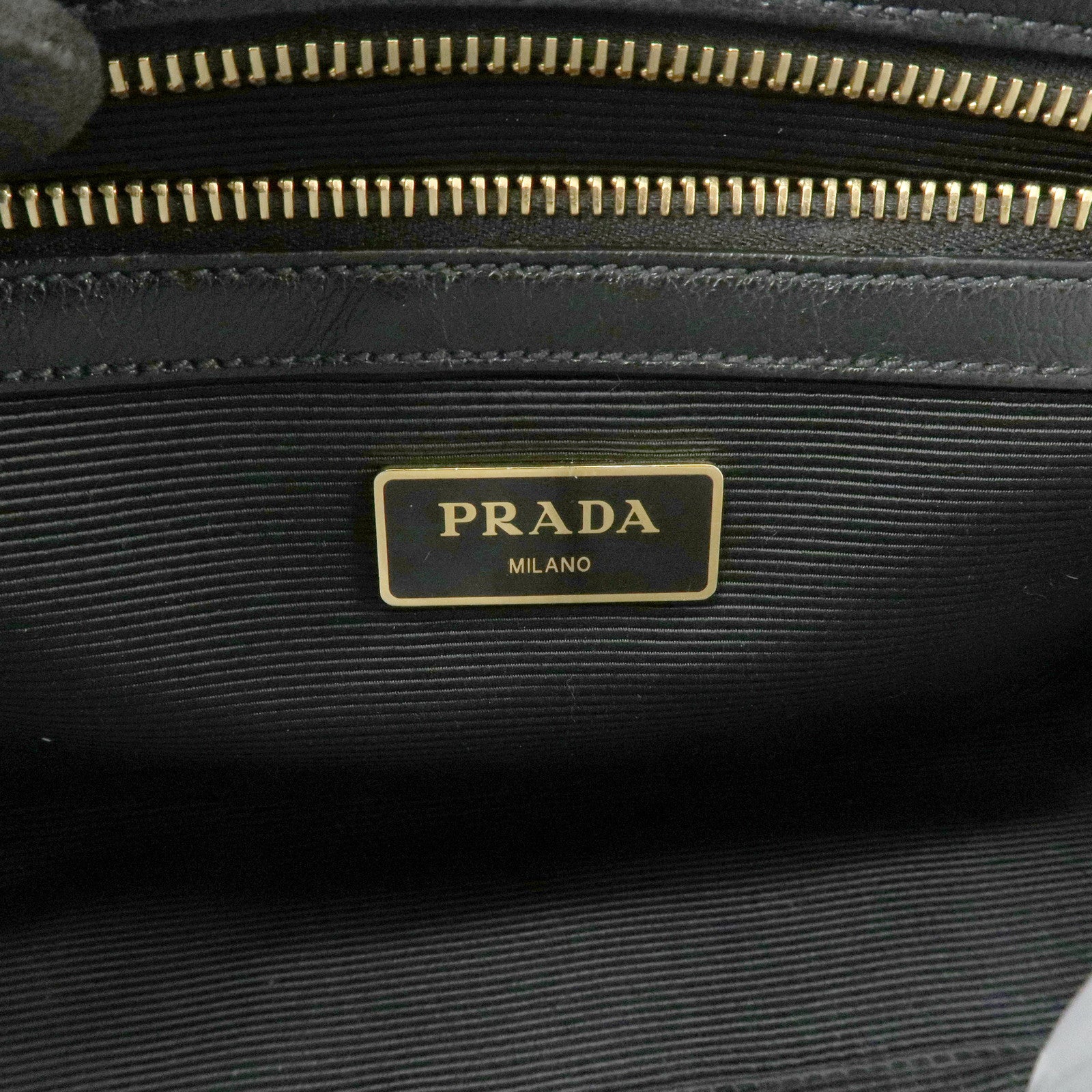 PRADA Leather 2Way Bag Hand Bag Black Gold Hardware Used