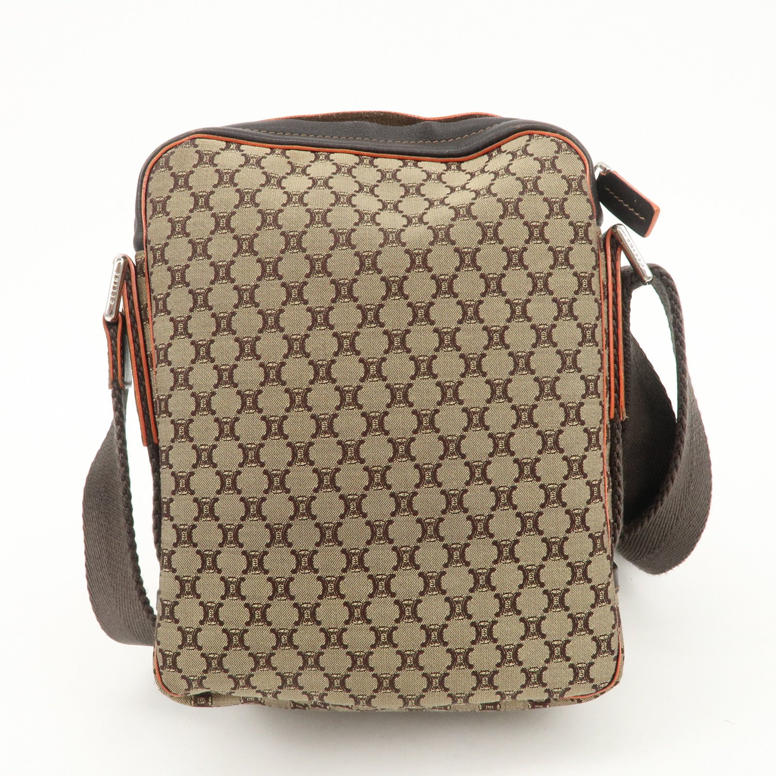 CELINE Macadam Leather Canvas Shoulder Bag Crossbody Bag Used