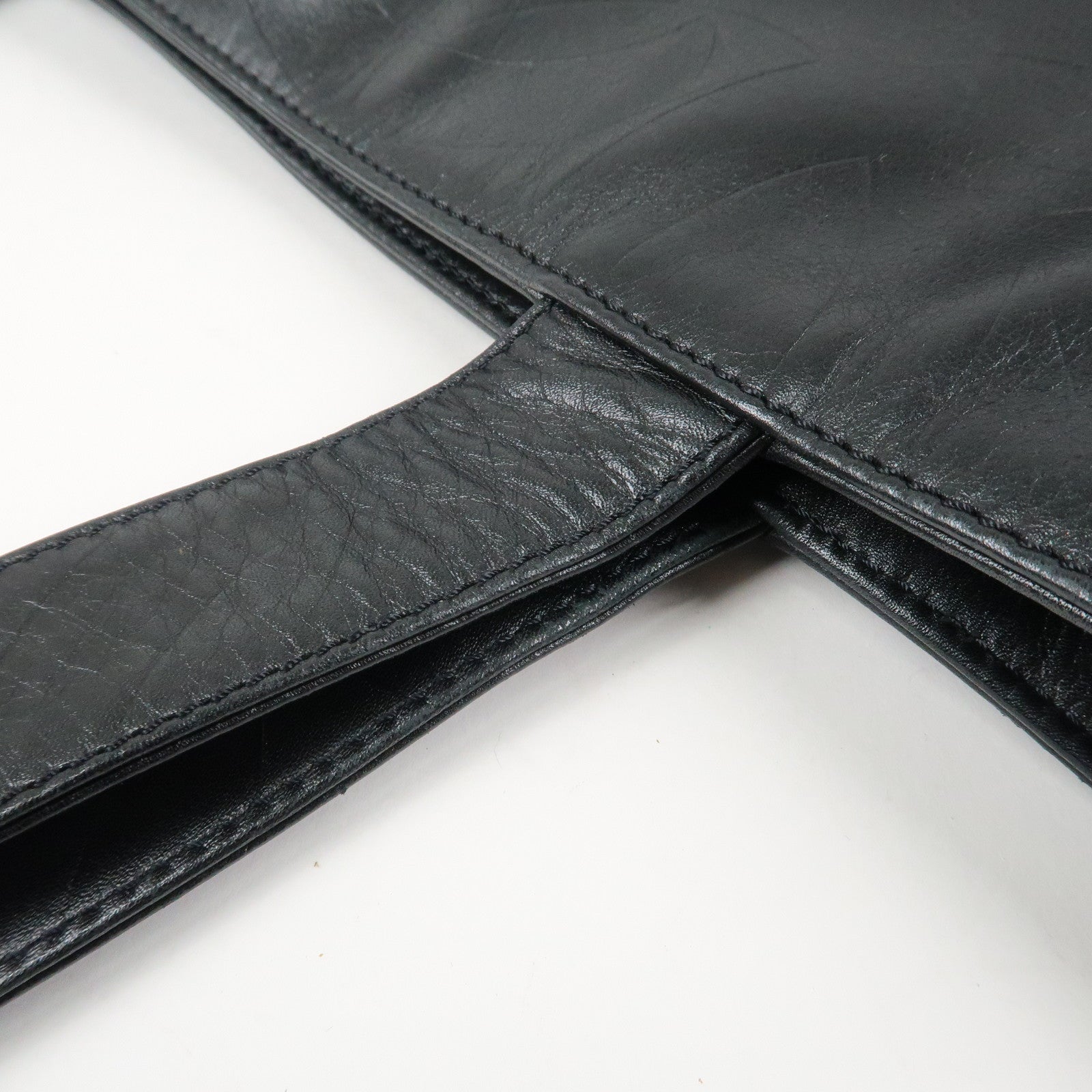 CHANEL COCO Mark Leather Bag Tote Bag Black Used