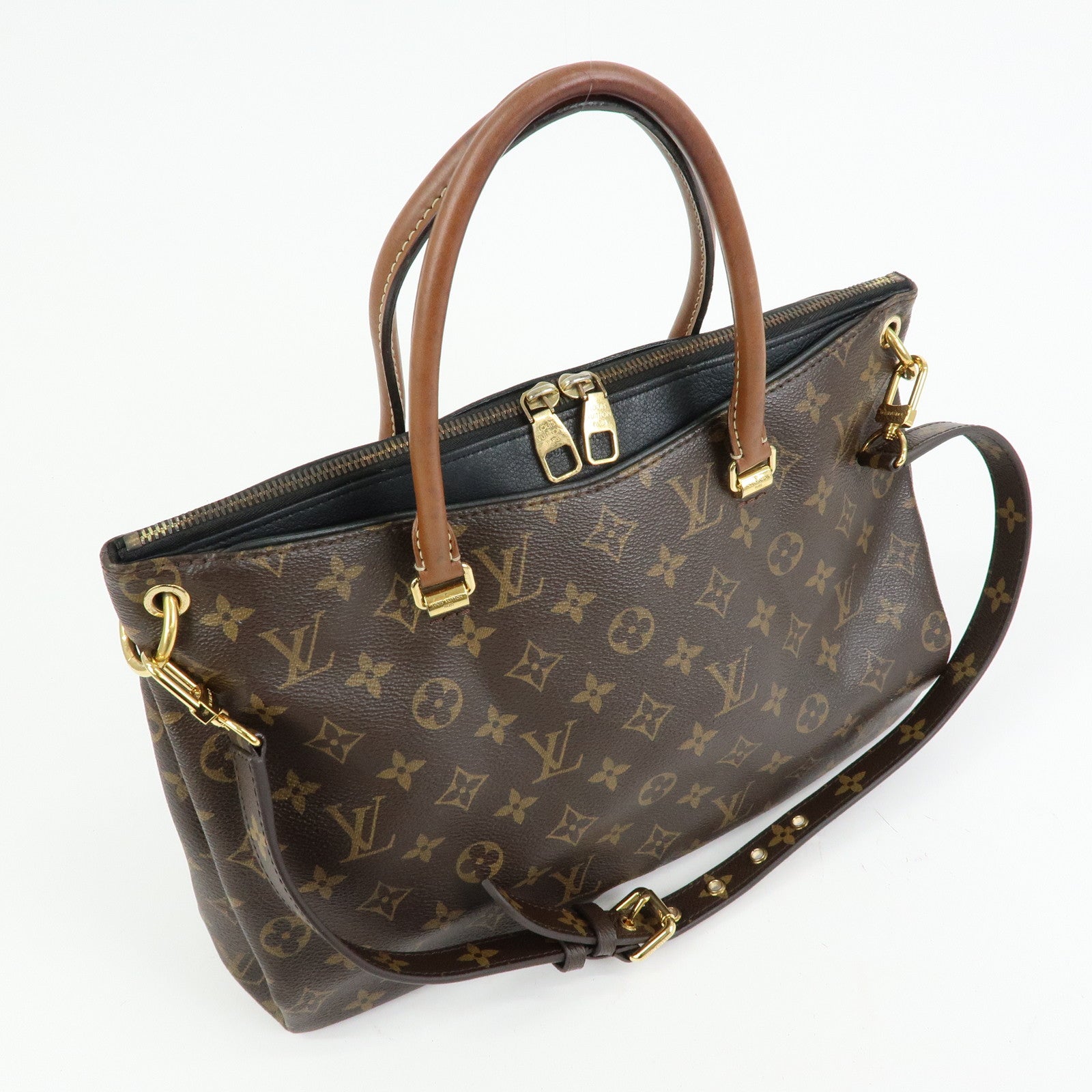 Louis Vuitton Monogram Pallas 2Way Bag Hand Bag Brown Noir M41064
