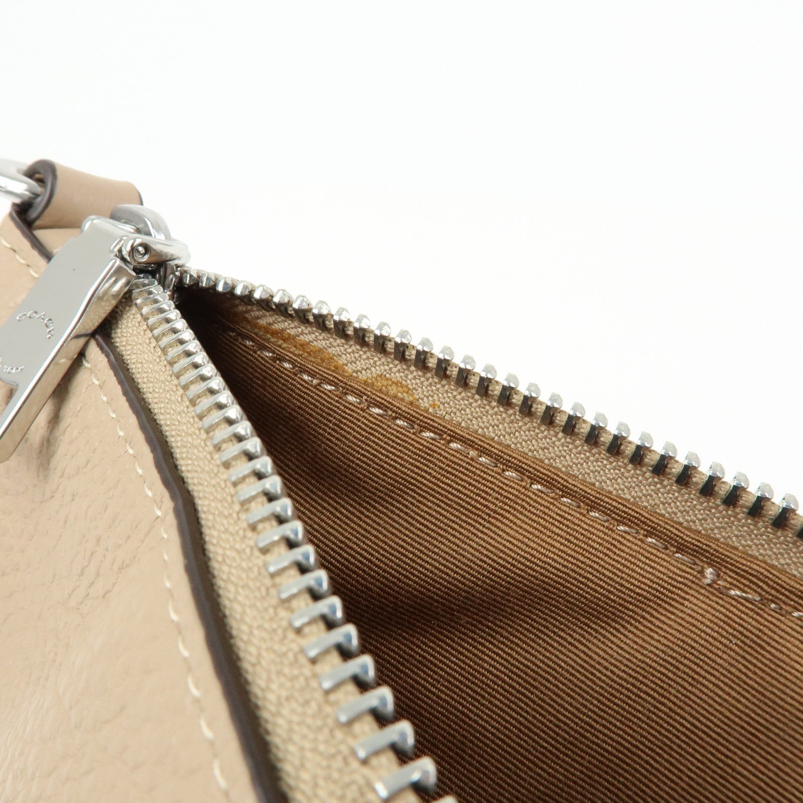 COACH Kacey Satchel Leather 2Way Shoulder Bag Hand Bag Beige