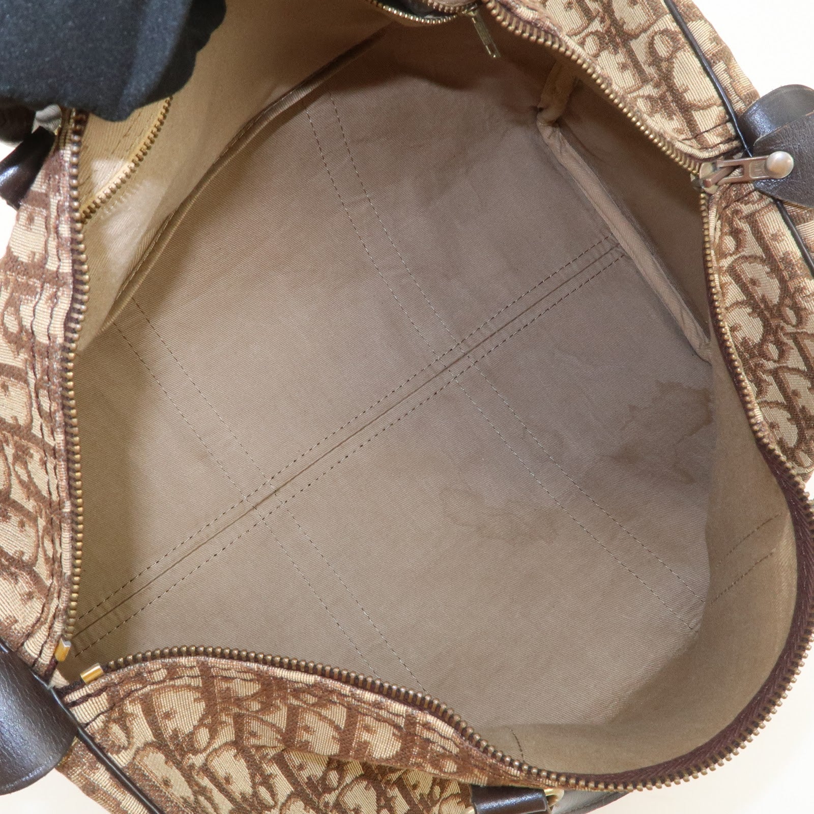 Christian Dior Trotter Jacquard Canvas Boston Bag Hand Bag Brown