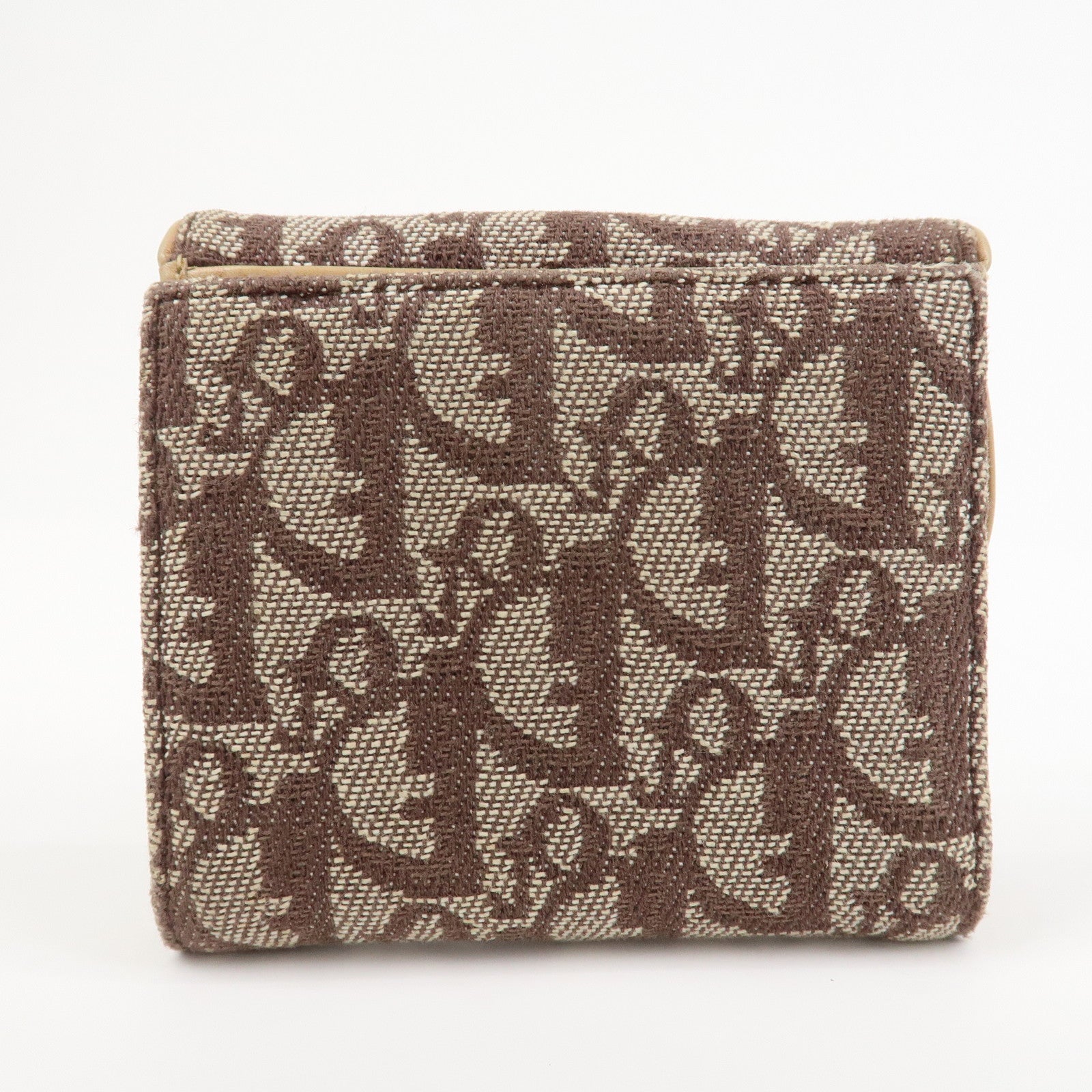 Christian Dior Trotter Canvas Leather Bi-fold Compact Wallet Brown