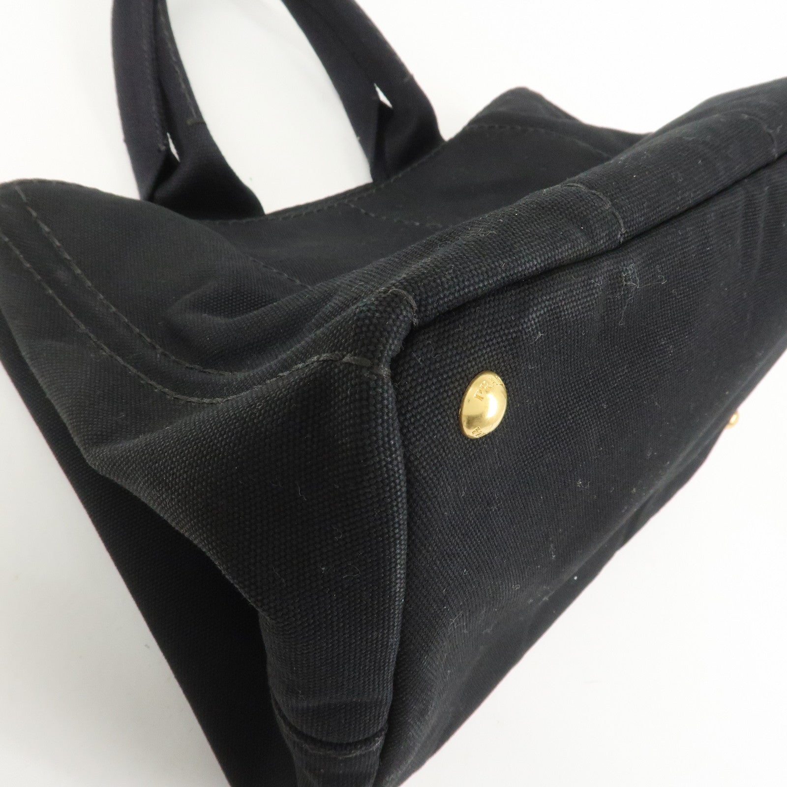 PRADA Logo Canapa Canvas Denim Tote Bag Hand Bag B1877B