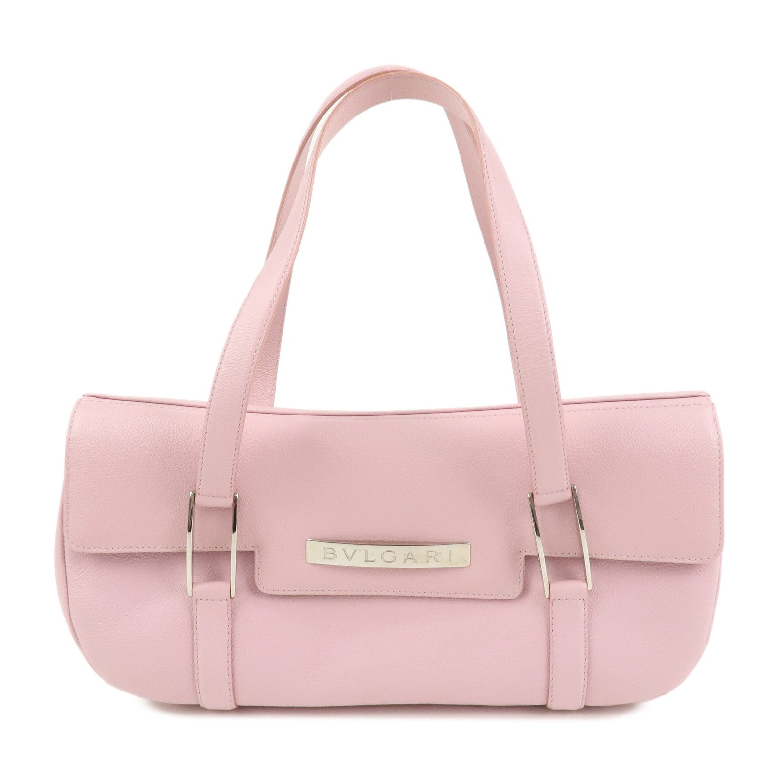 BVLGARI Logo Leather Shoulder Bag Hand Bag Pink