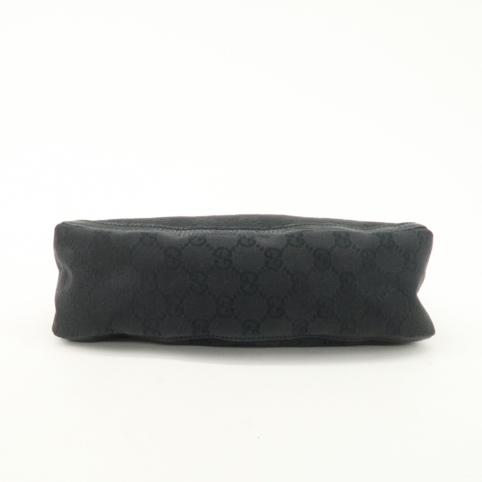 GUCCI Abbey GG Canvas Leather One Shoulder Bag Black Gold Hardware 130939 Used