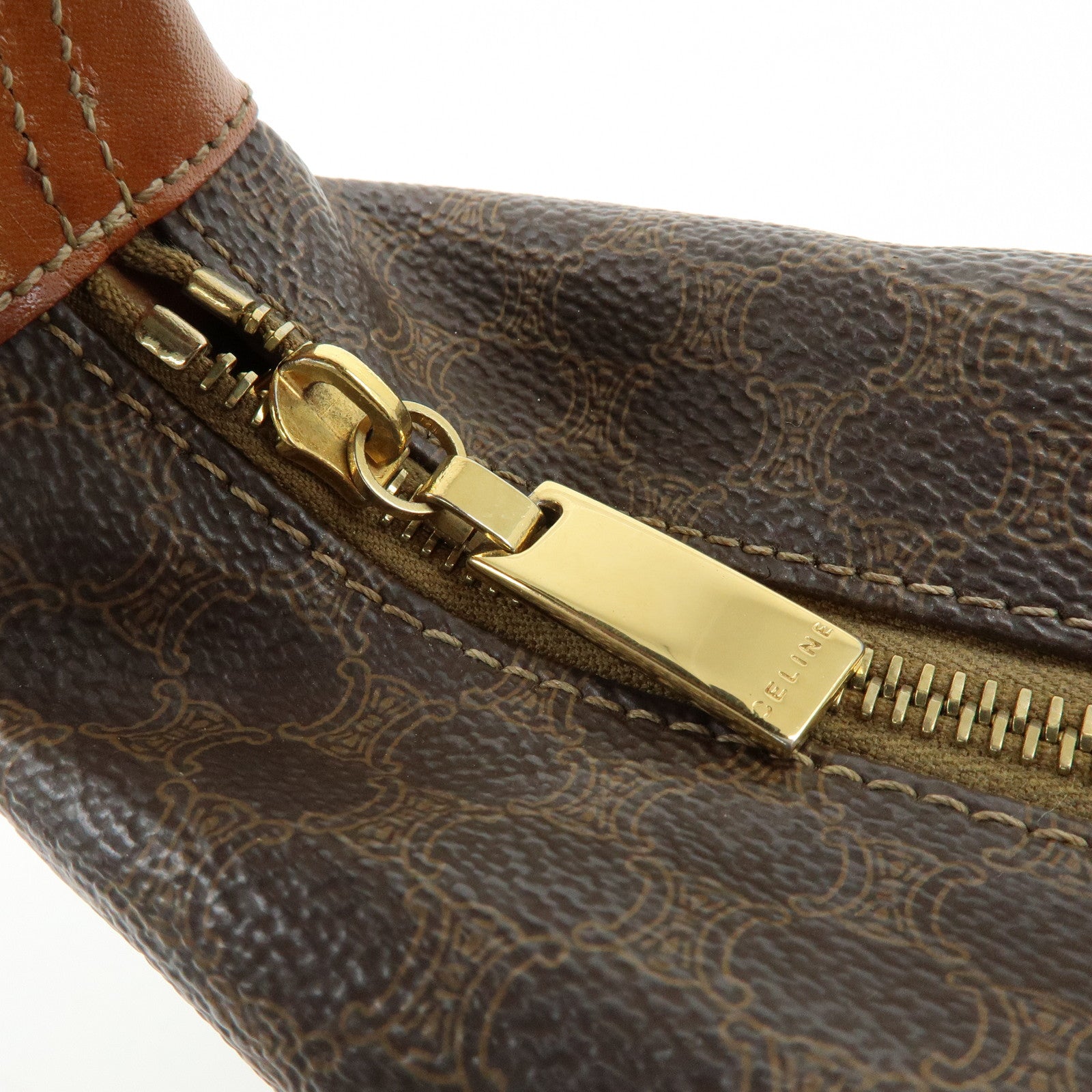 CELINE Macadam PVC Leather Hand Bag Brown