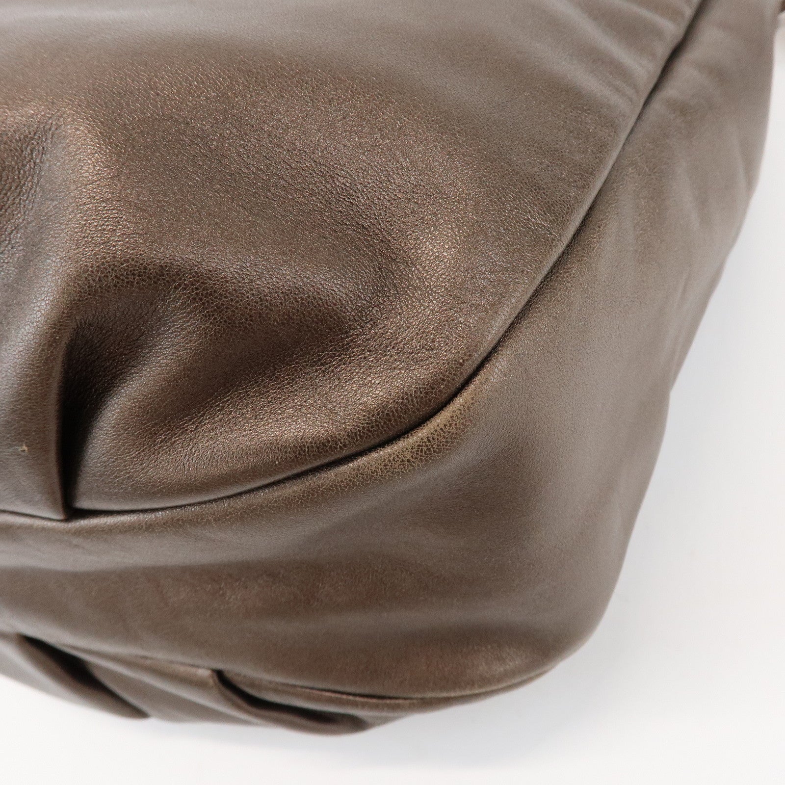 LOEWE Anagram Viento Leather Shoulder Bag Hand Bag Metallic Brown