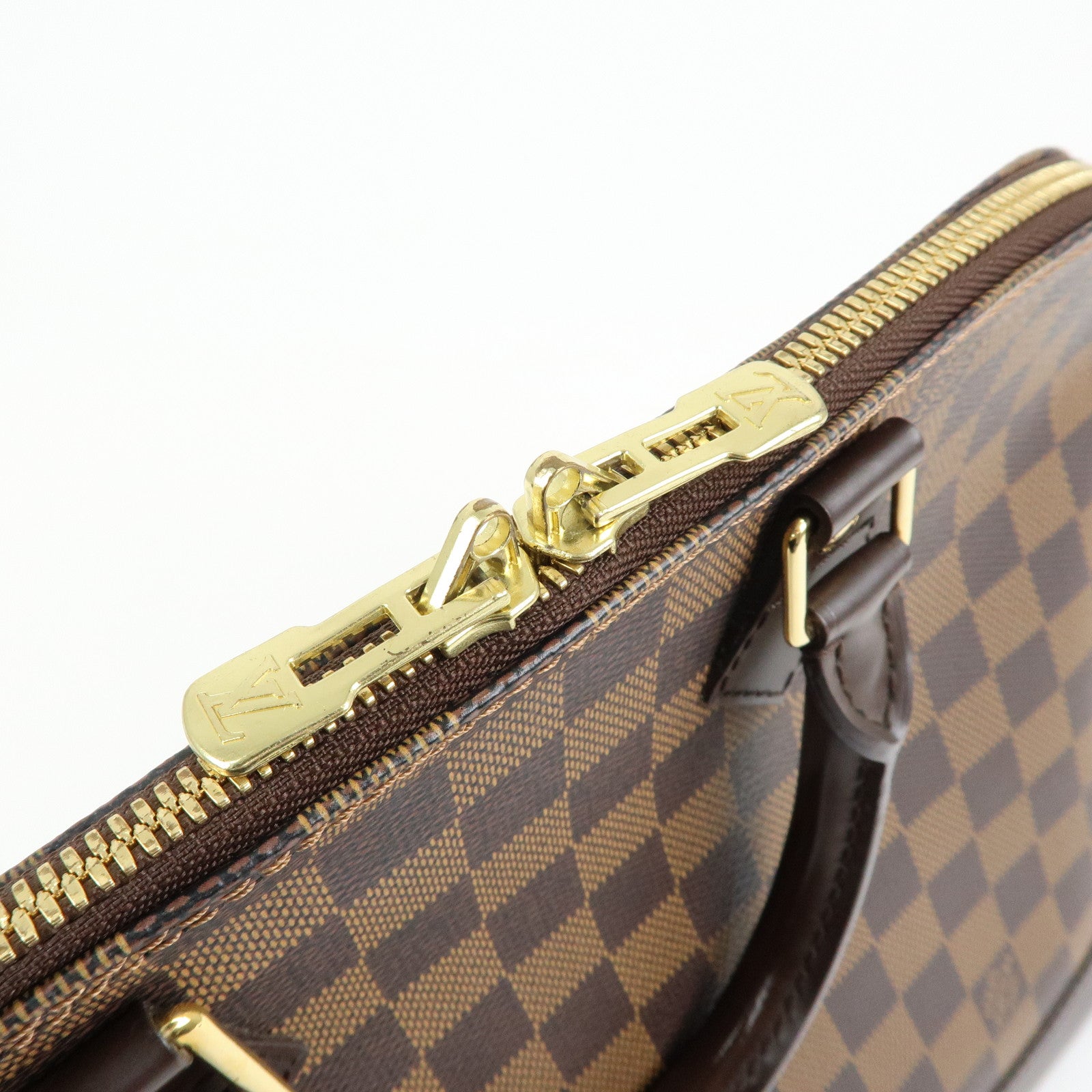 Louis Vuitton Damier Canvas Leather Alma PM Hand Bag Brown N51131