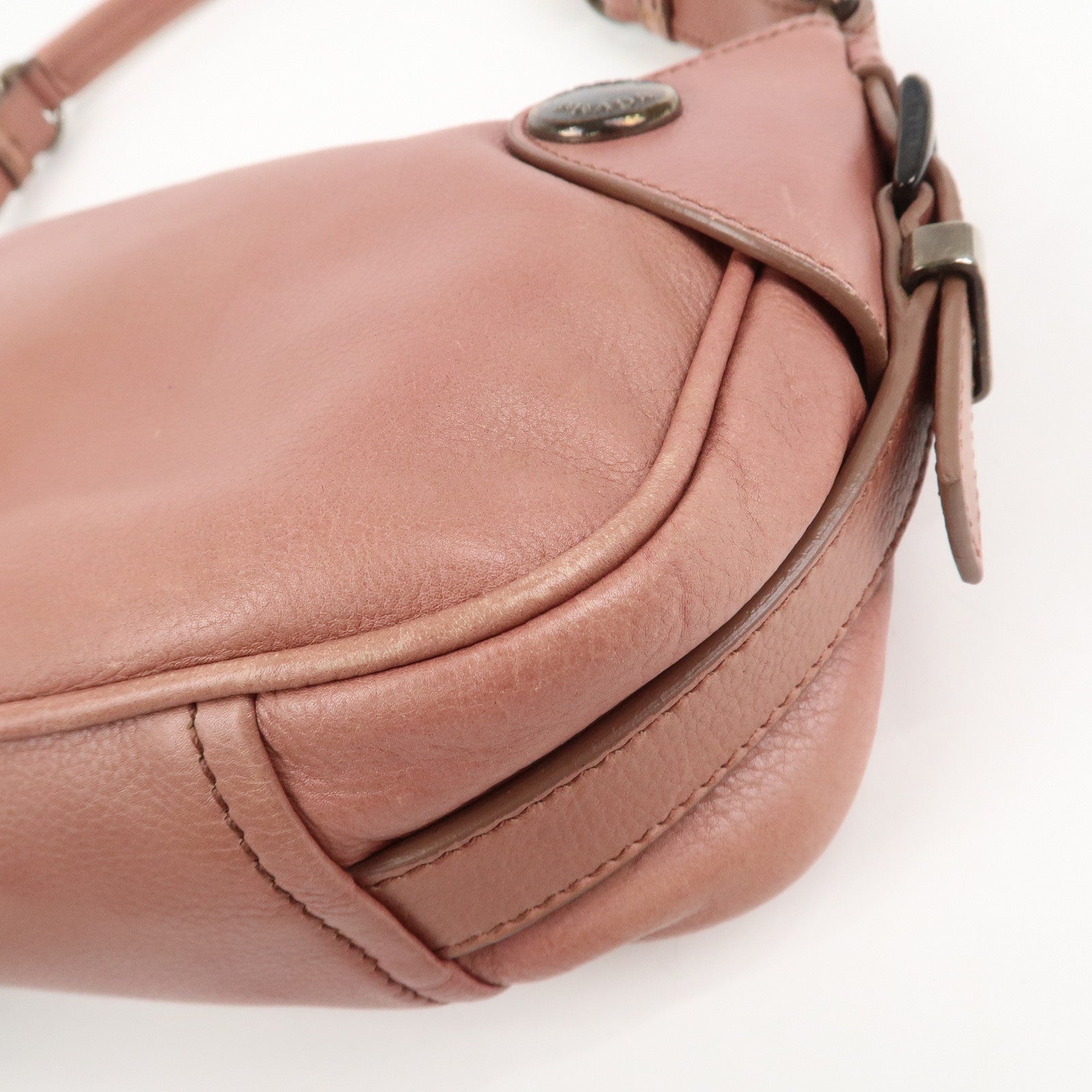 PRADA Leather Shoulder Bag Hand Bag Pink