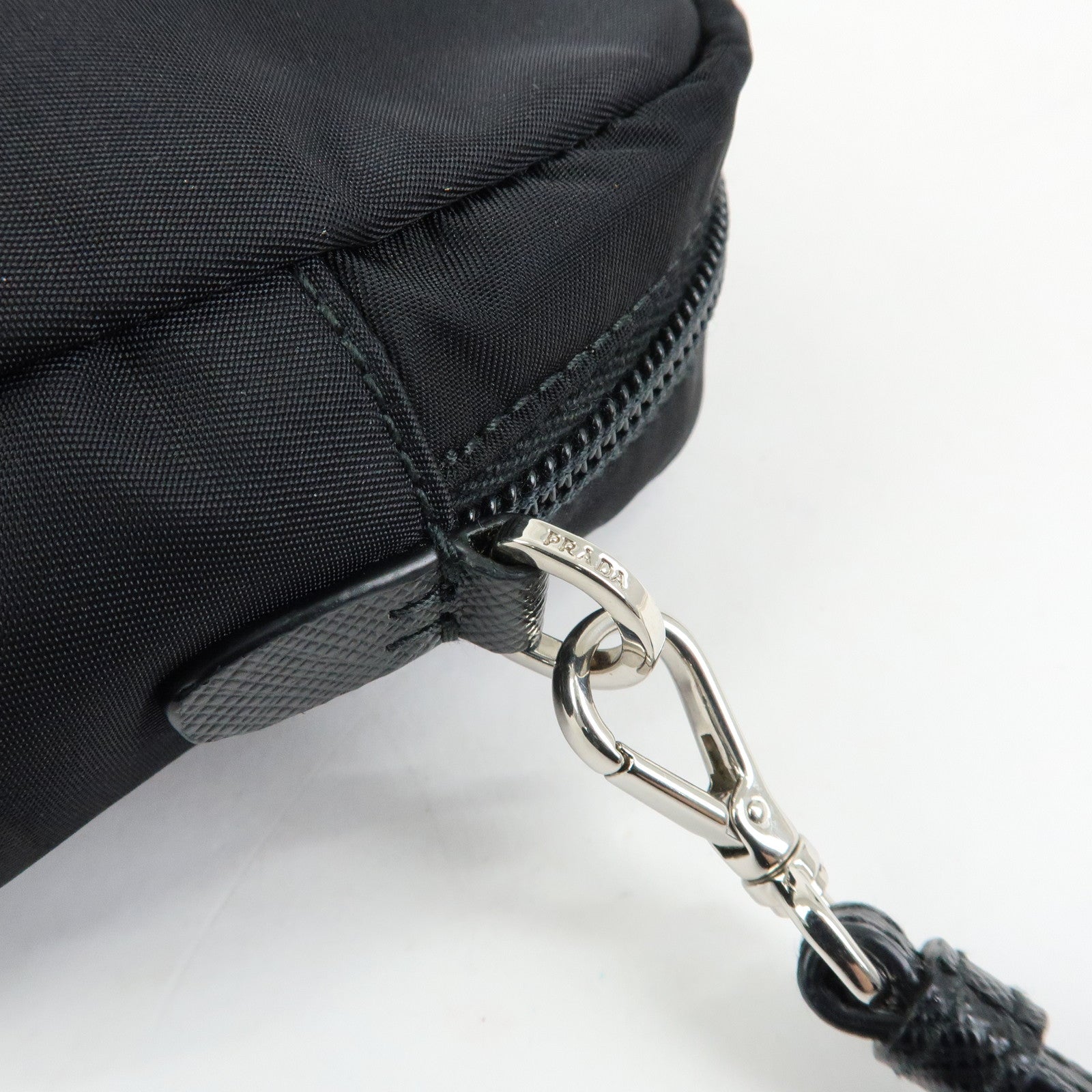 PRADA Triangle Logo Re-Nylon Saffiano Leather Cosmetic Pouch 1NE693