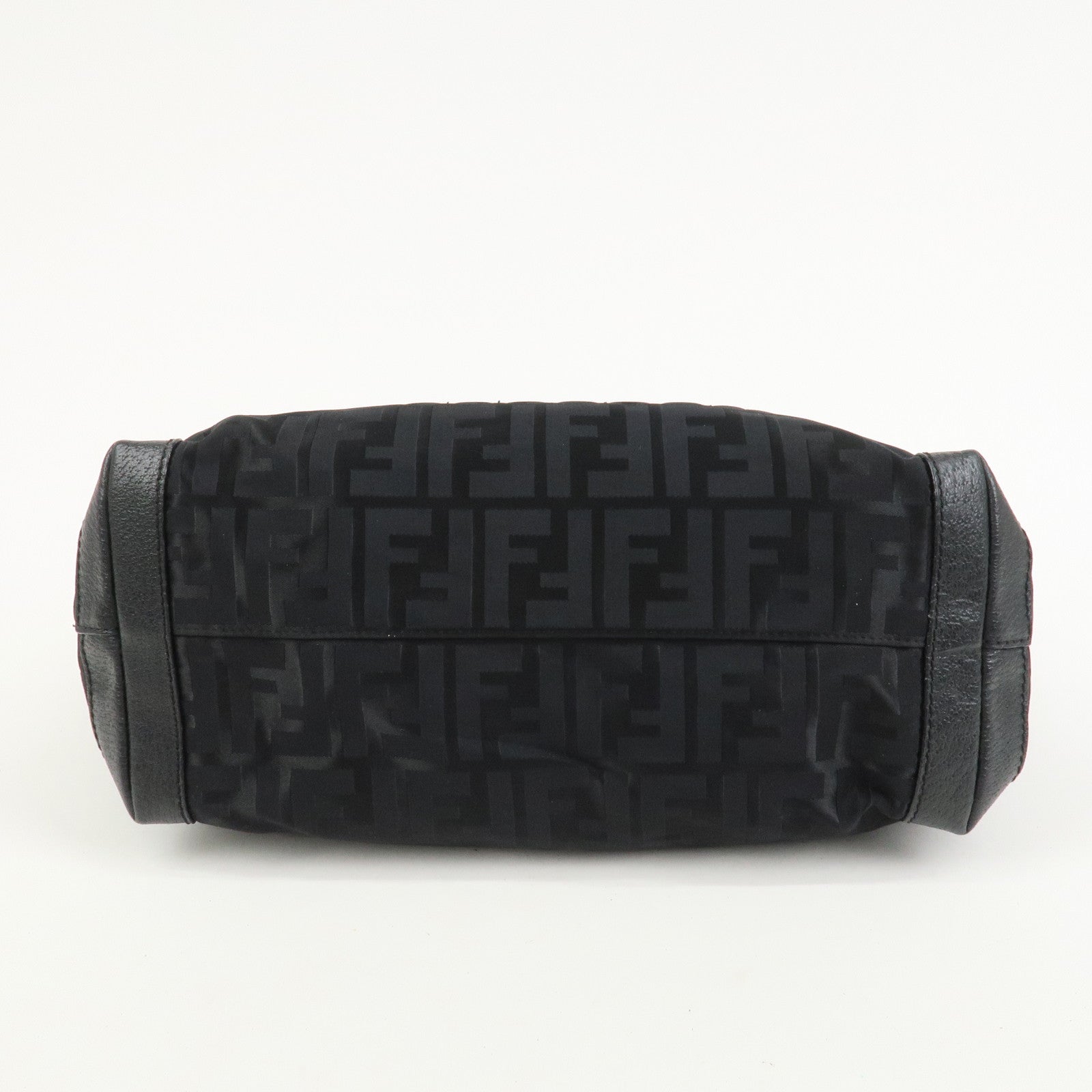 FENDI Zucca Nylon Leather Shoulder Bag Hand Bag Black 8BH143