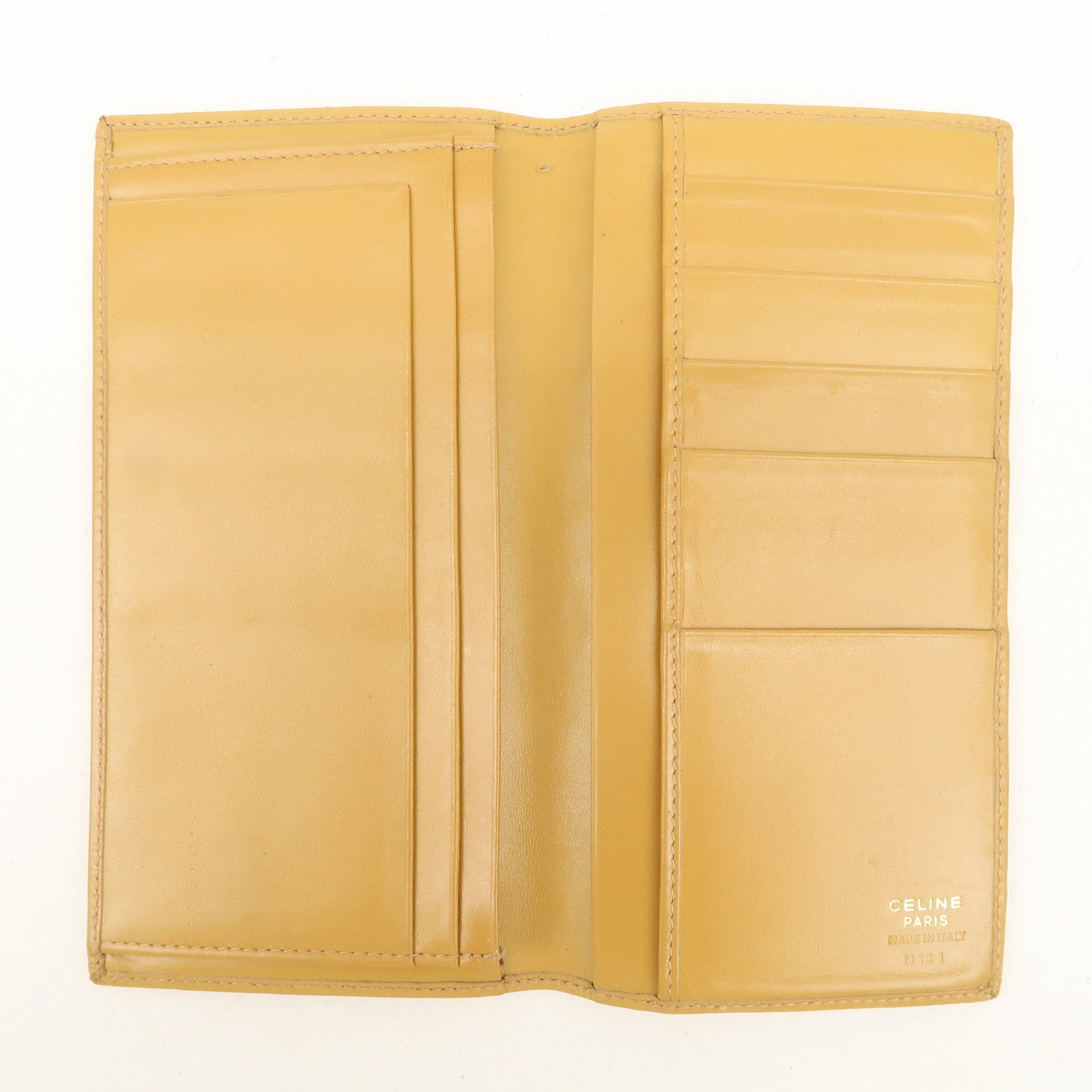 CELINE Macadam Set of 2 Long Wallet Leather Beige Dark Brown Used