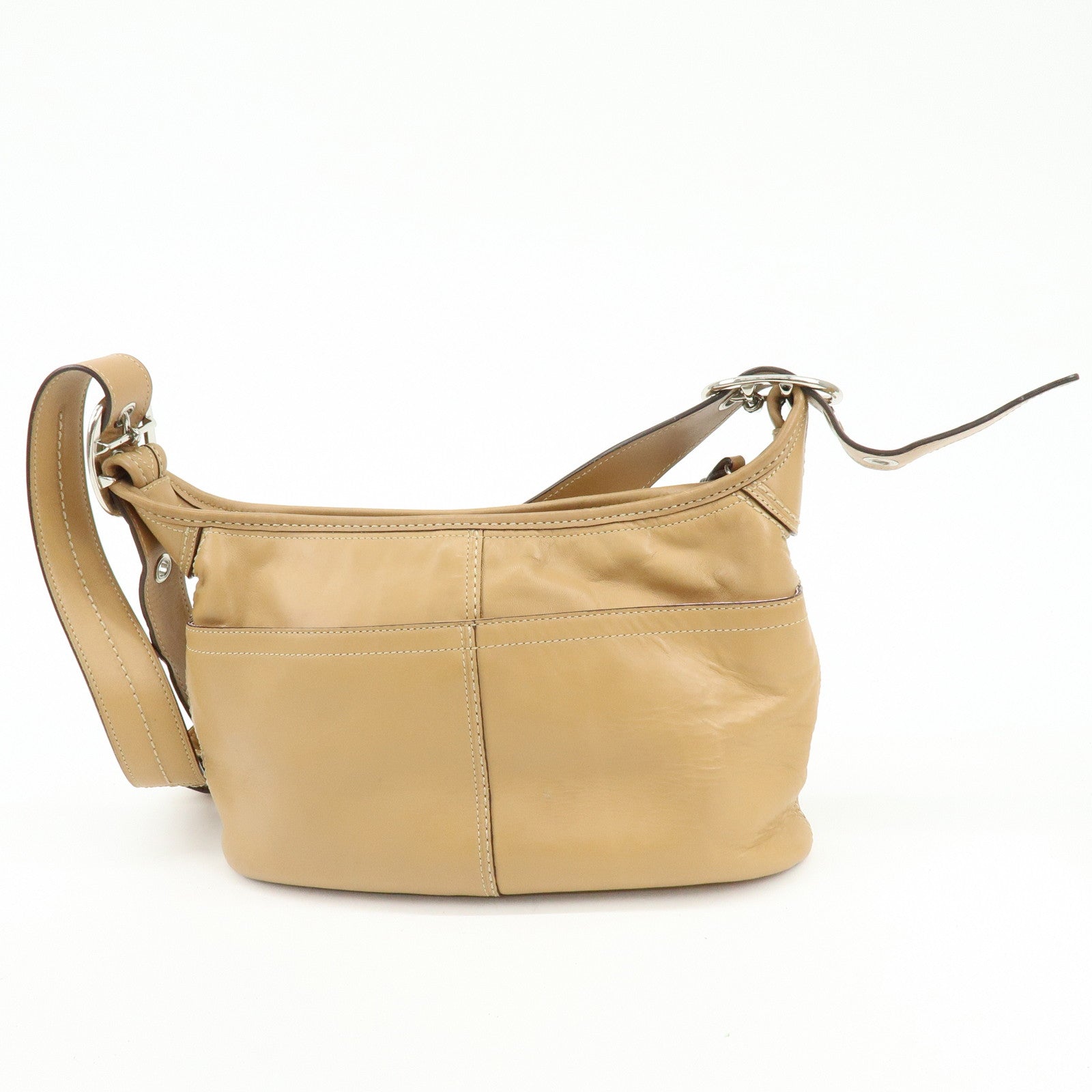 COACH Leather Shoulder Bag Light Brown