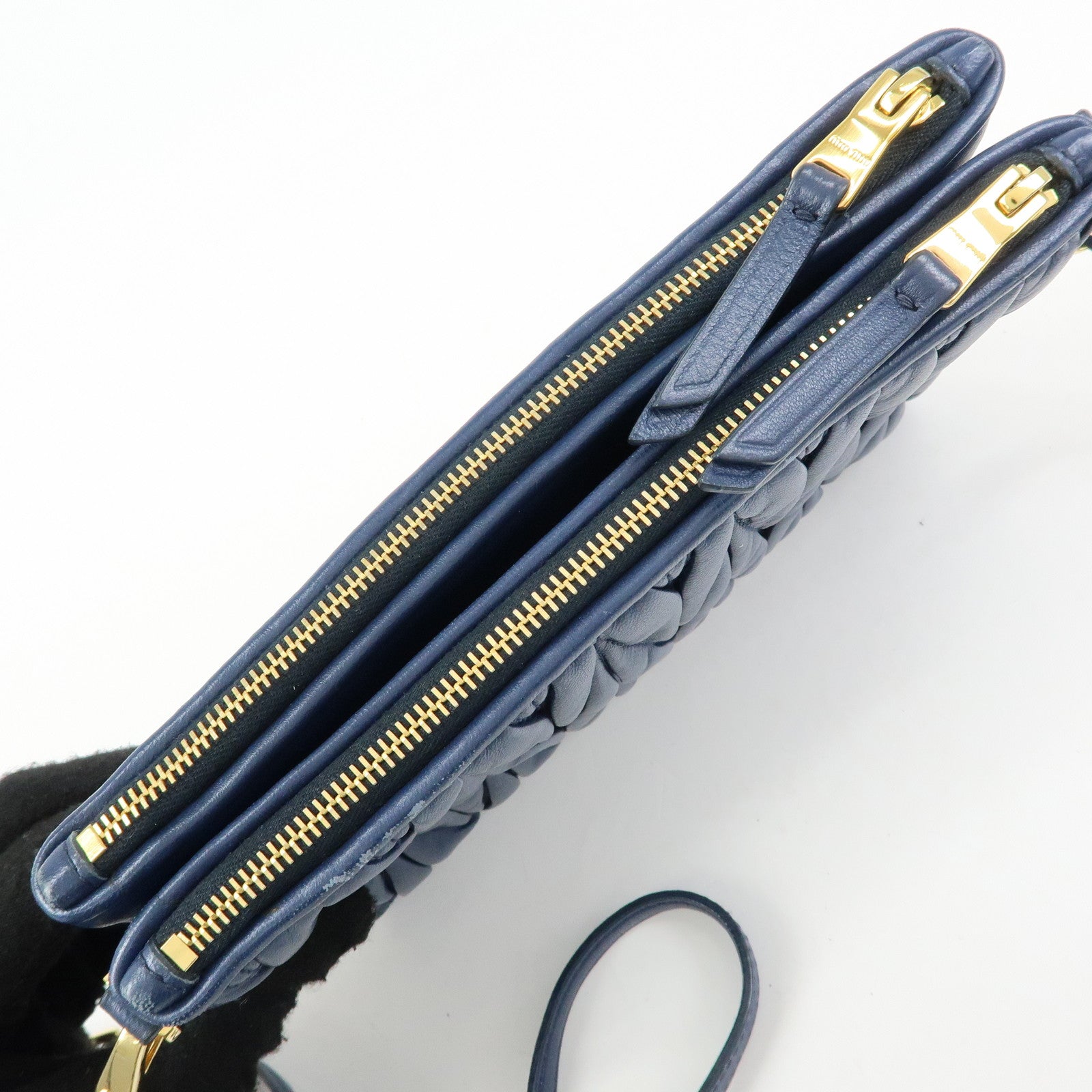 MIU MIU Matelasse Leather Shoulder Bag Crossbody Bag Blue