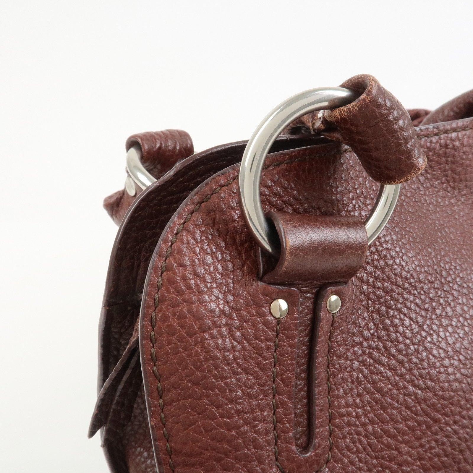 CELINE Bittersweet Leather Shoulder Bag Hand Bag Tote Bag Brown
