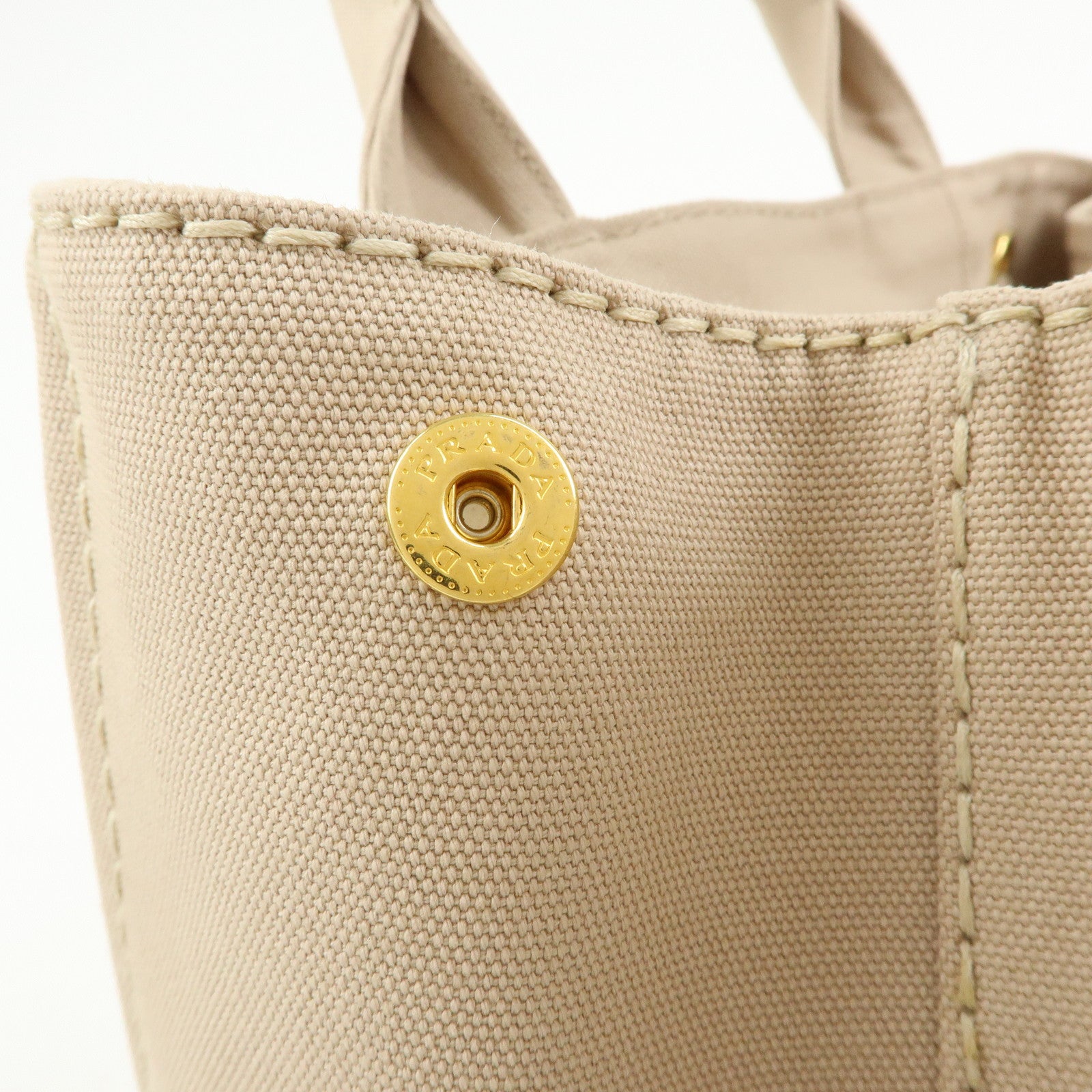PRADA Canapa Triangle Logo 2Way Tote Hand Shoulder Bag Beige B1877G