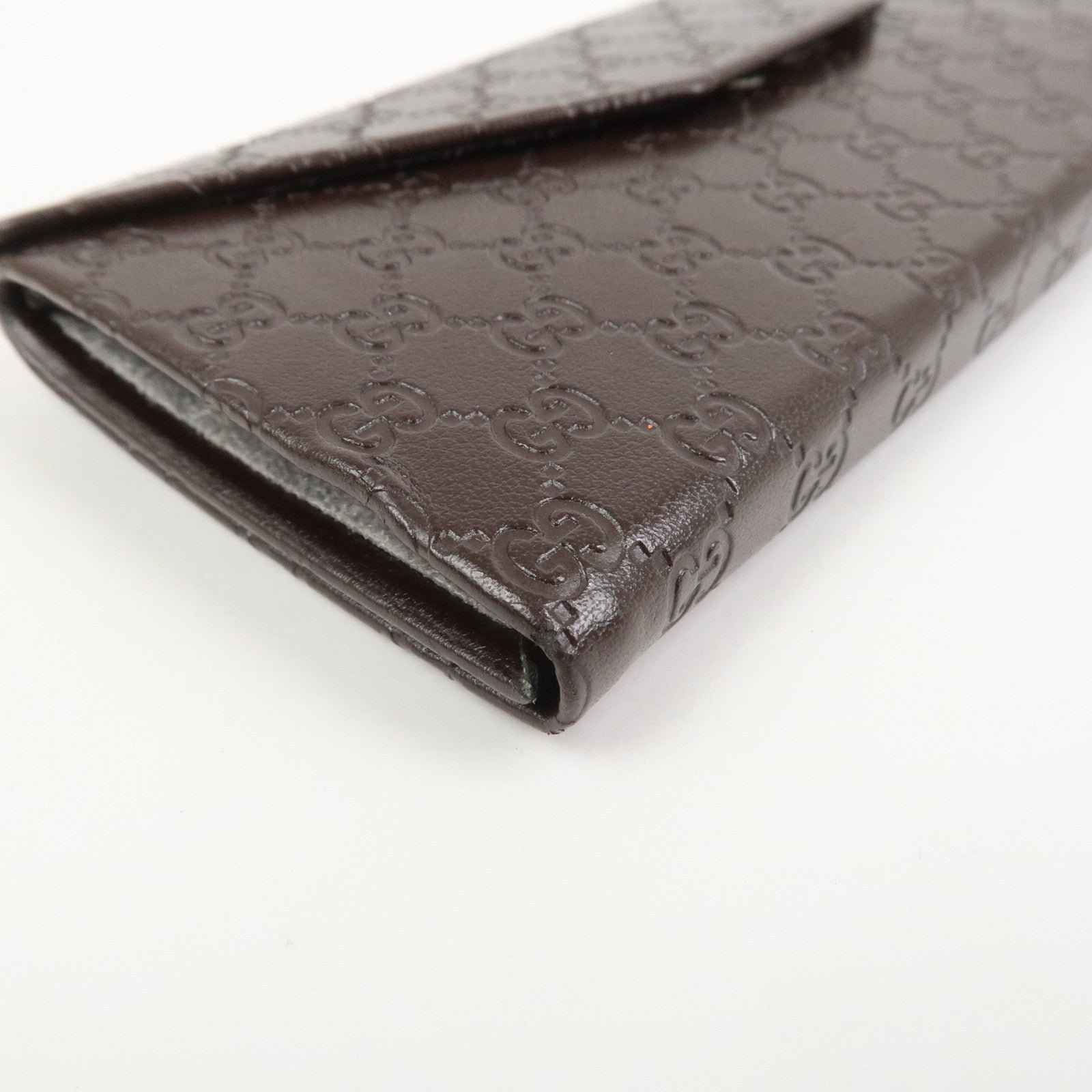 GUCCI Micro Guccissima Leather Glasses Case Dark Brown