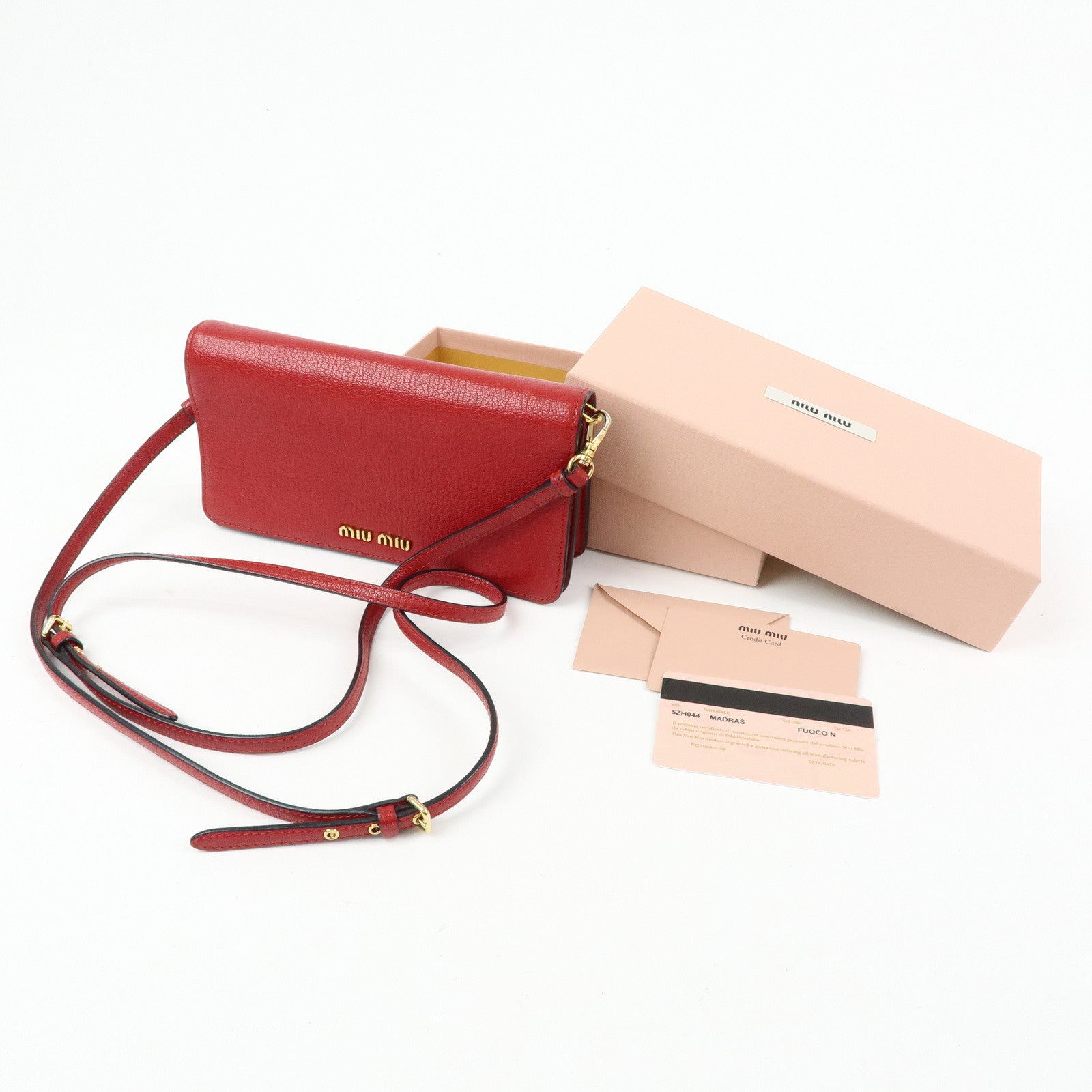 MIU MIU Madras Leather 2Way Bag Clutch Bag Shoulder Bag Red 5ZH044